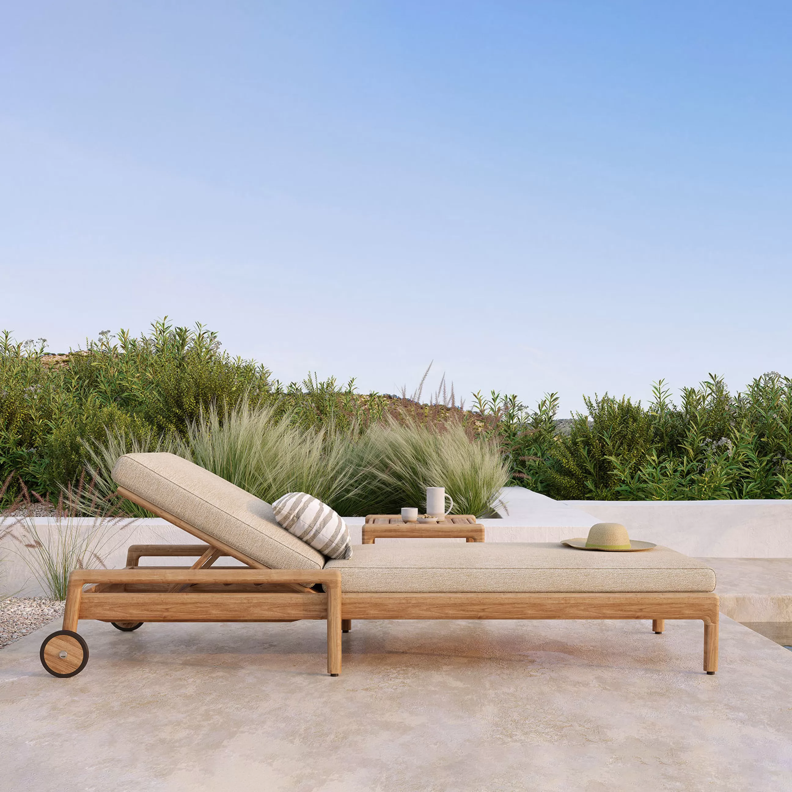 Bains De Soleil Chaises Longues Et Hamacs>Ethnicraft Accessoire  Tissu Beige / Matelas Outdoor Pour Bain De Soleil Jack - Naturel
