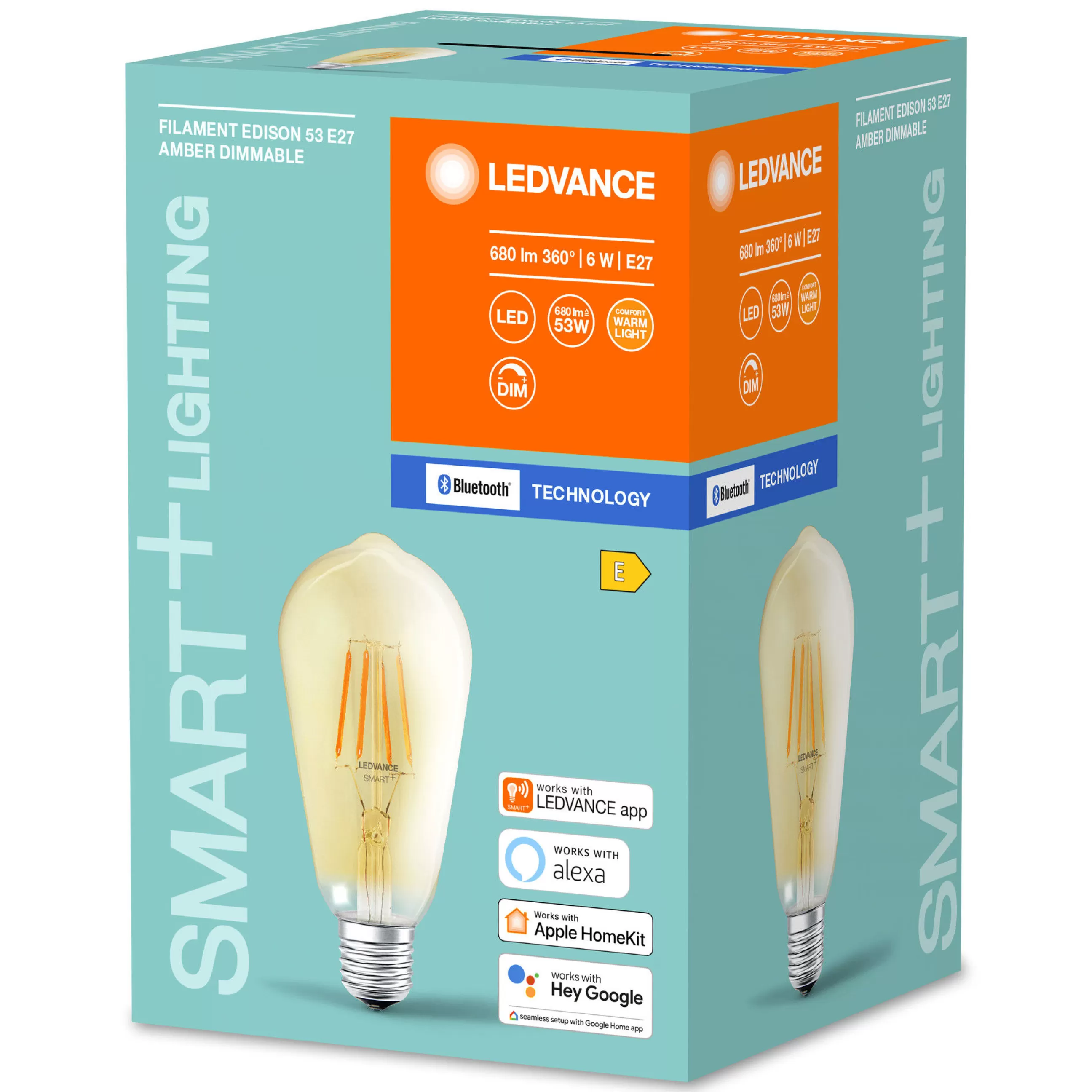 Ampoules Et Accessoires>Ledvance Ampoule Led E27 Connectee Smart+ Verre Or / Filaments Edison - 6W = 60W / Bluetooth - Variable - Or Ambre