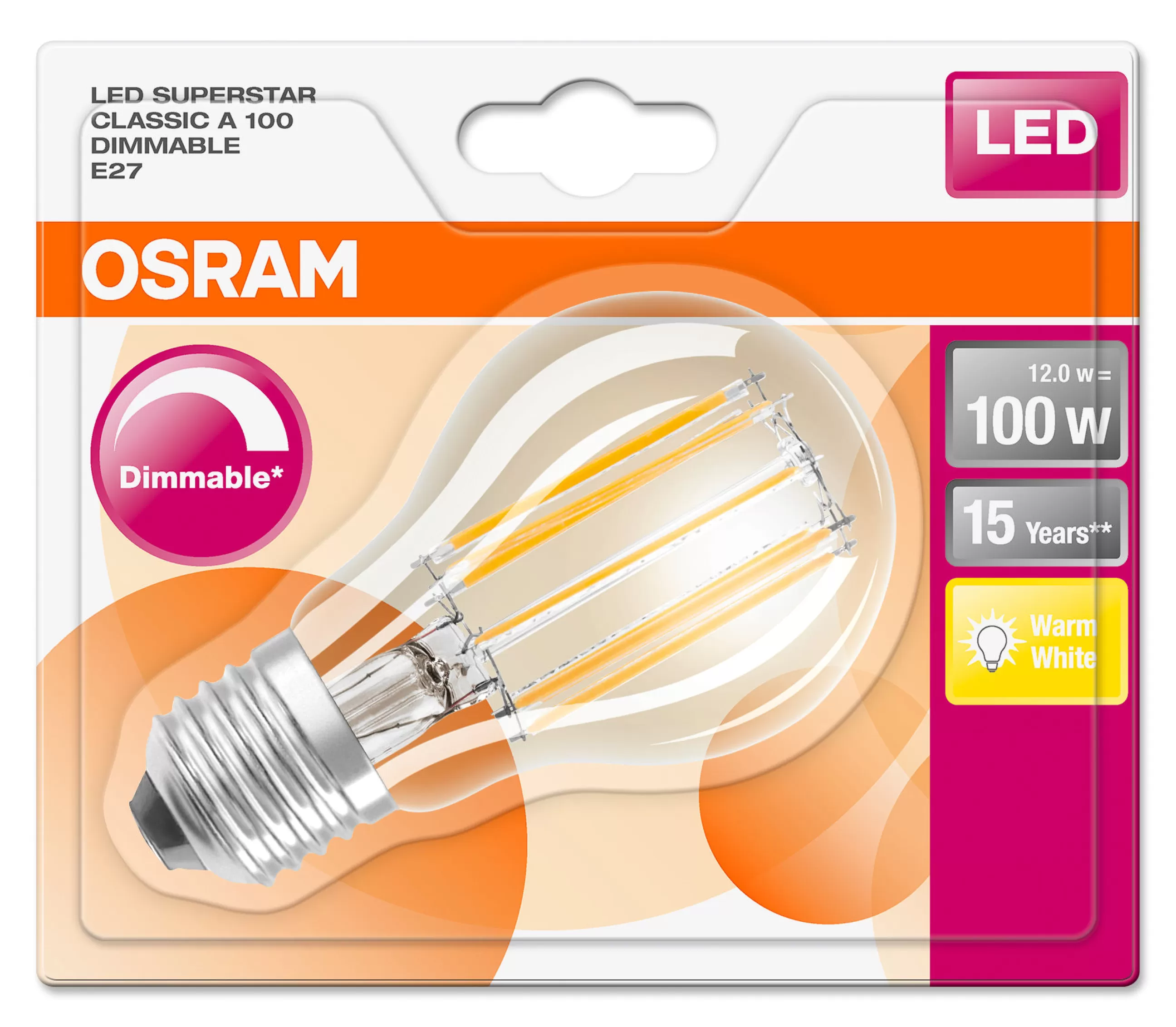 Ampoules Et Accessoires>Osram Ampoule Led E27 Dimmable  Verre / Standard Claire - (2700K, Blanc Chaud) - Transparent