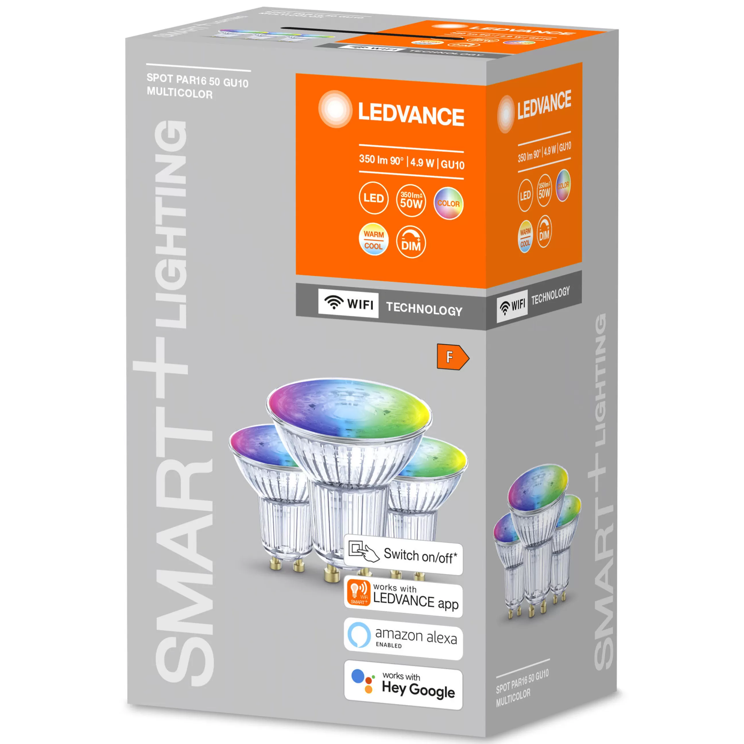 Ampoules Et Accessoires>Ledvance Ampoule Led Gu10 Smart+ Verre/ Lot De 3 -  - Multicolore Rgbw / 4,9W=50W - Wifi / Variable - Transparent