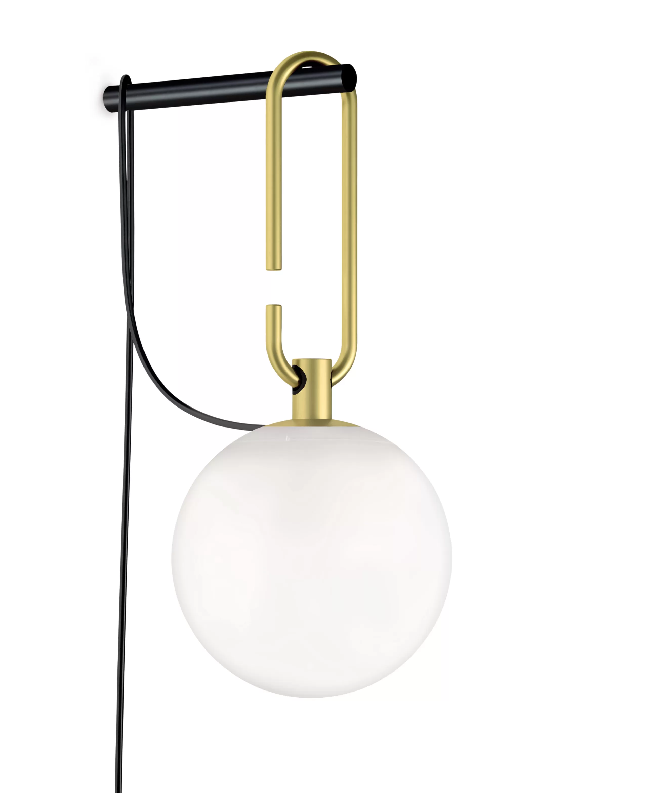 Led>Artemide Applique Avec Prise Nh Wall Metal Verre Noir Or / Verre Souffle & Laiton - Blanc - Laiton - Noir