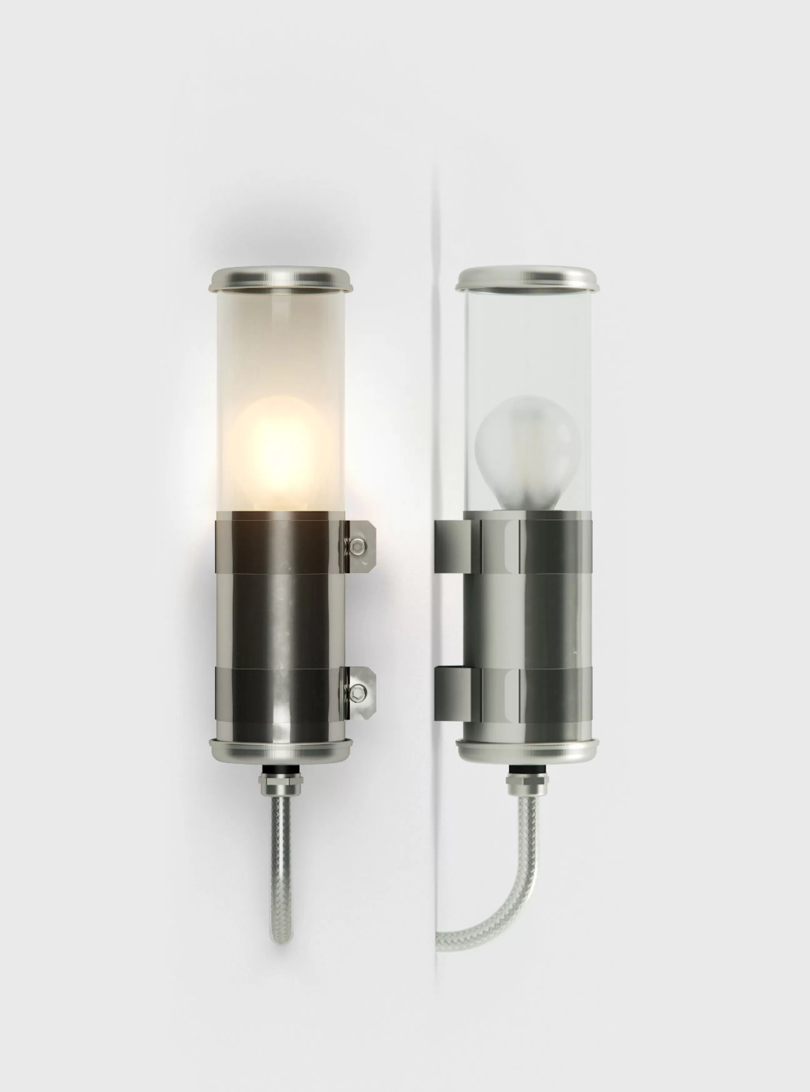Luminaires De Salle De Bains>SAMMODE STUDIO Applique D'extérieur Bendz Argent Metal Metal / H 30Cm - Transparent - Acier - Transparent