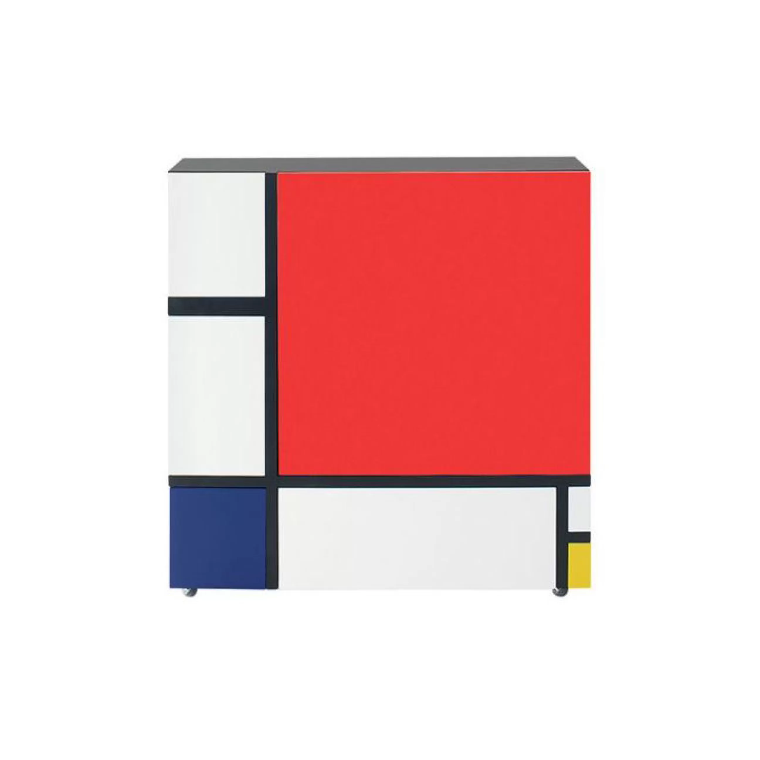 Meubles De Rangement>Cappellini Armoire Homage To Mondrian Bois Multicolore / Shiro Kuramata, 1975 - L 112 X H 116 Cm / Roulettes - Blanc - Bleu - Jaune - Noir - Rouge