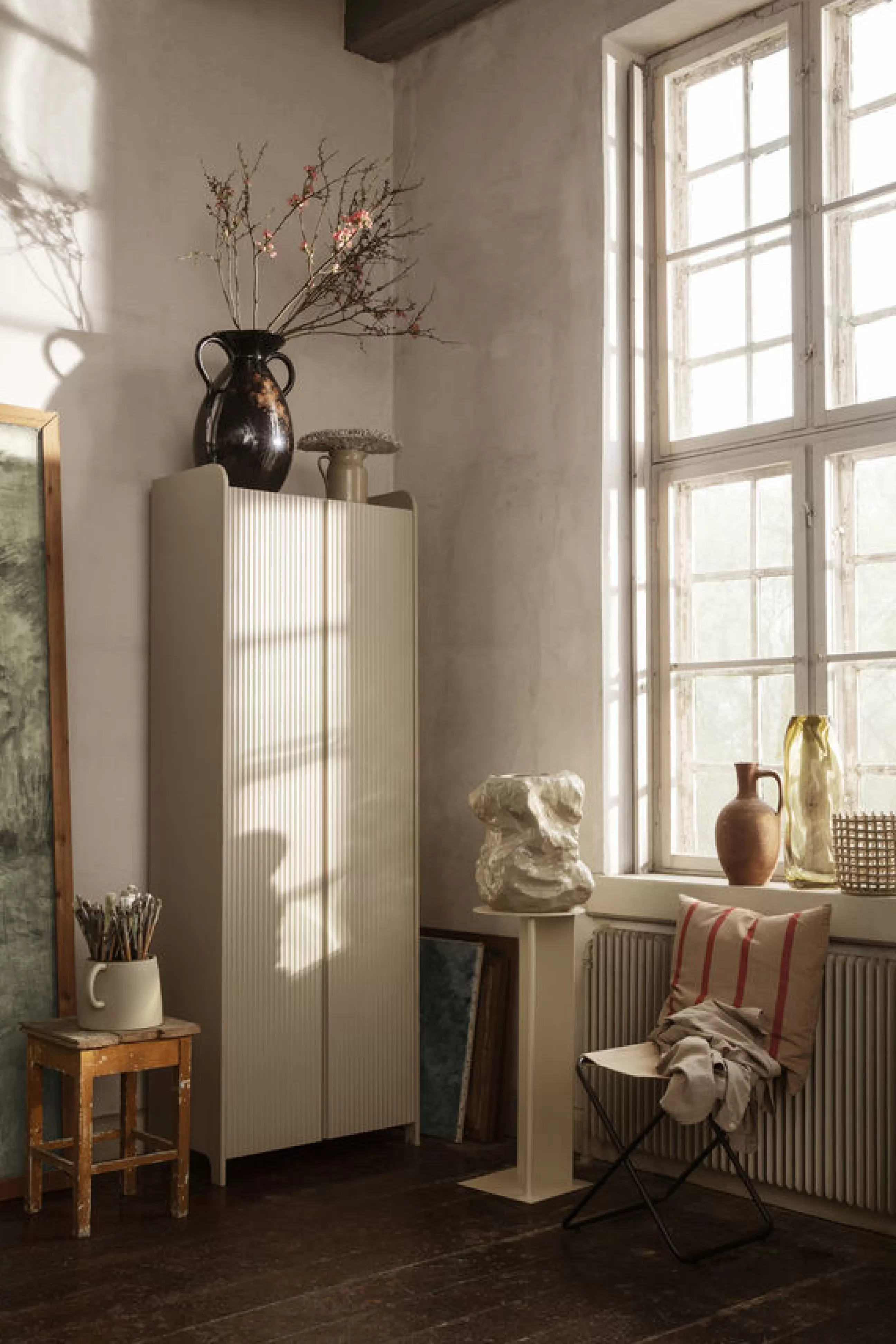 Commodes Buffets Armoires>Ferm Living Armoire Sill Bois Beige / L 70 X H 200 Cm - Mdf Rainure - Beige Cachemire