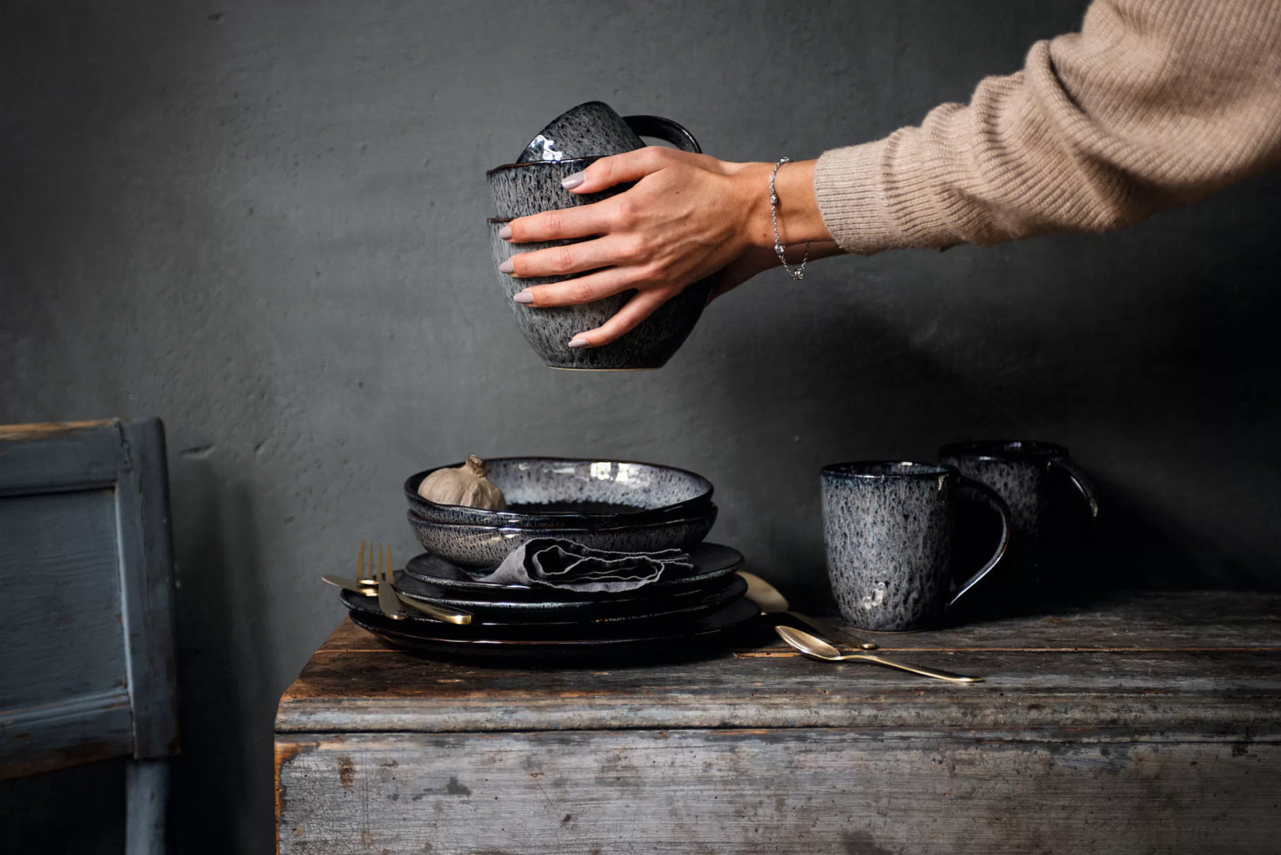 Assiettes>Leonardo Assiette A Dessert Matera Ceramique Gris / Gres - O 22 Cm - Anthracite