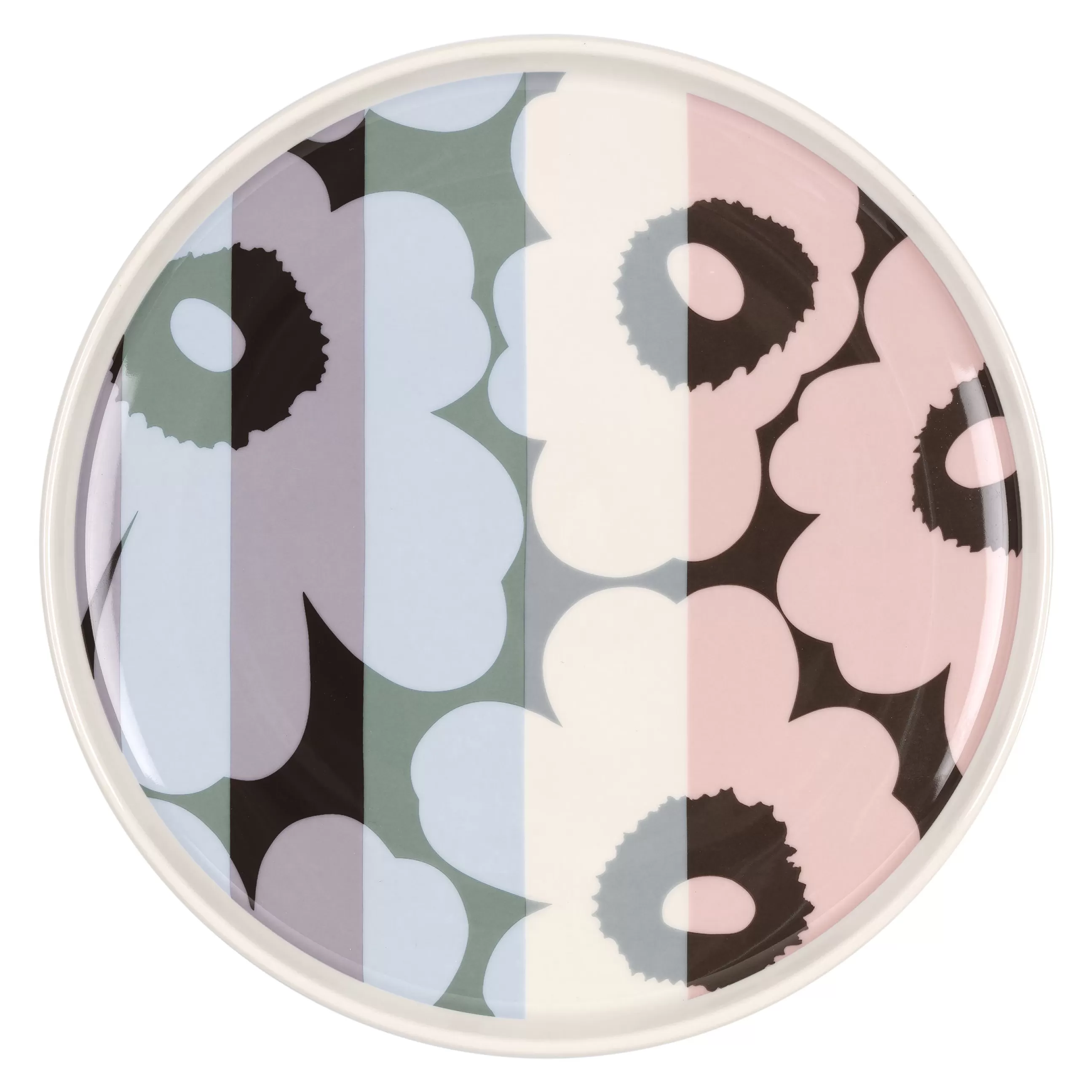 Assiettes>Marimekko Assiette A Dessert Unikko Ralli Ceramique Multicolore / O 20 Cm - Bleu Ciel - Rose