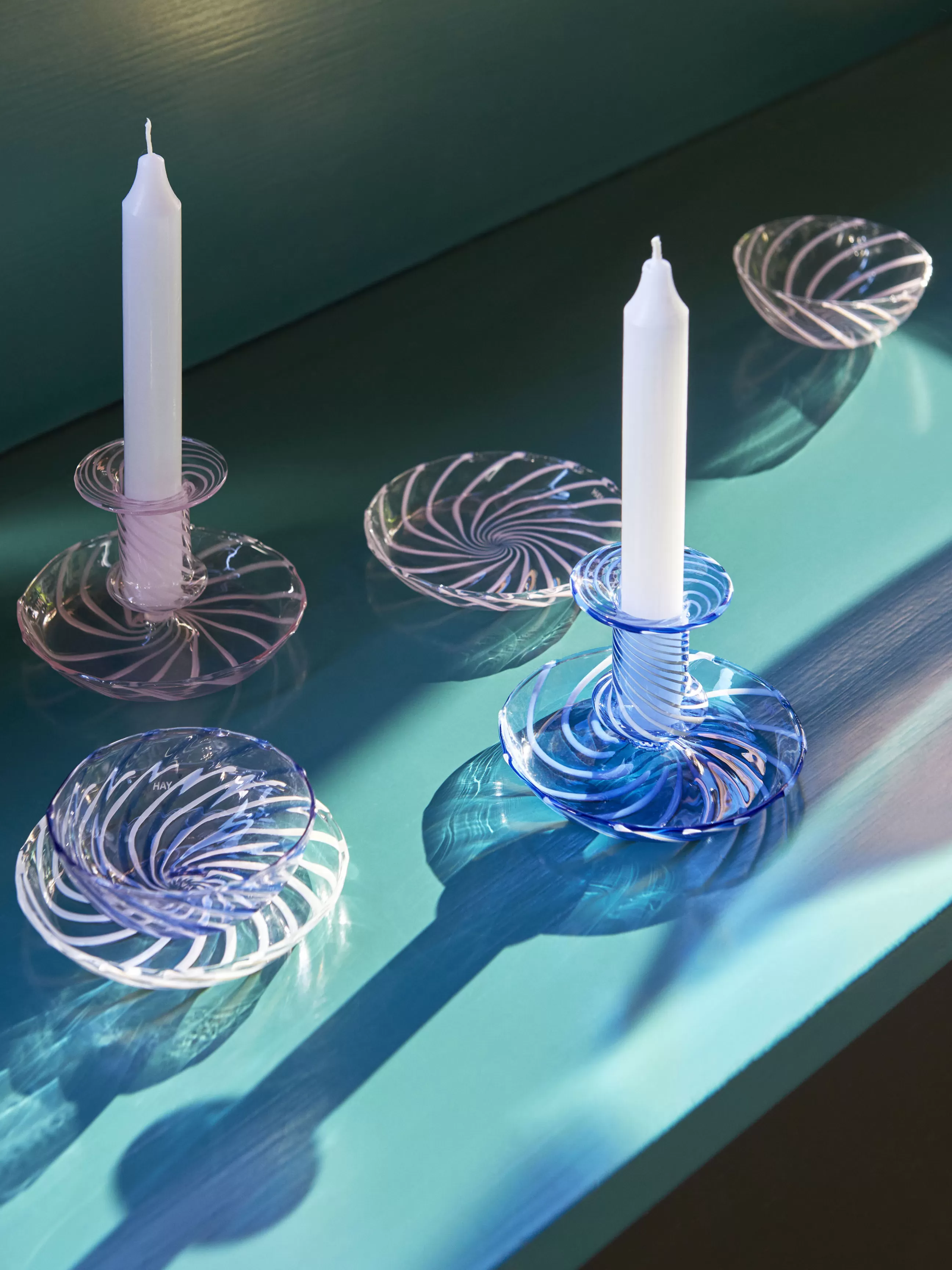 Assiettes>Hay Assiette A Mignardises Spin Verre Rose Transparent / Set De 2 - Verre - Rose - Transparent
