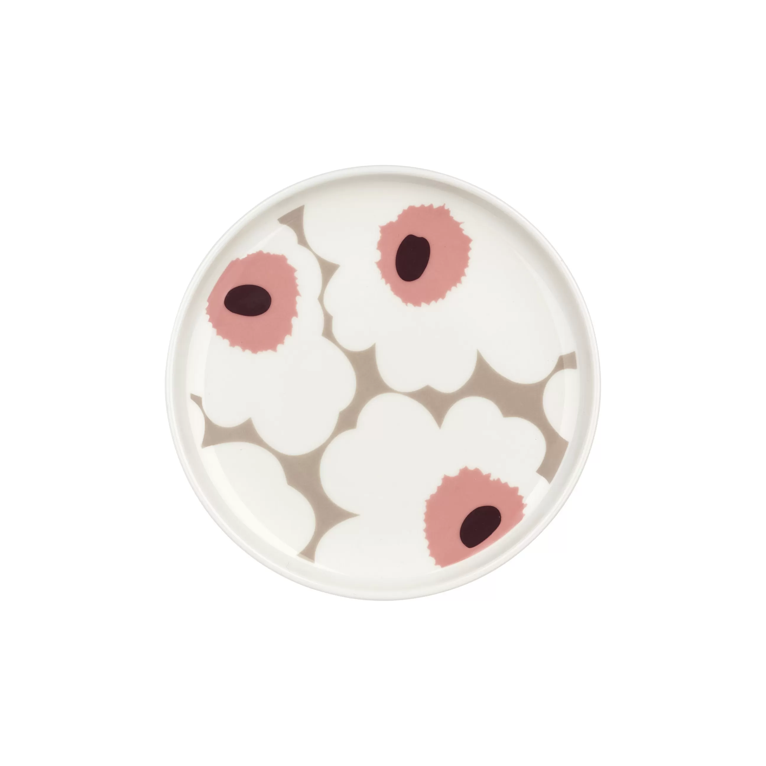 Assiettes>Marimekko Assiette A Mignardises Unikko Ceramique Multicolore / O 13,5 Cm - Argile - Bordeaux - Rose