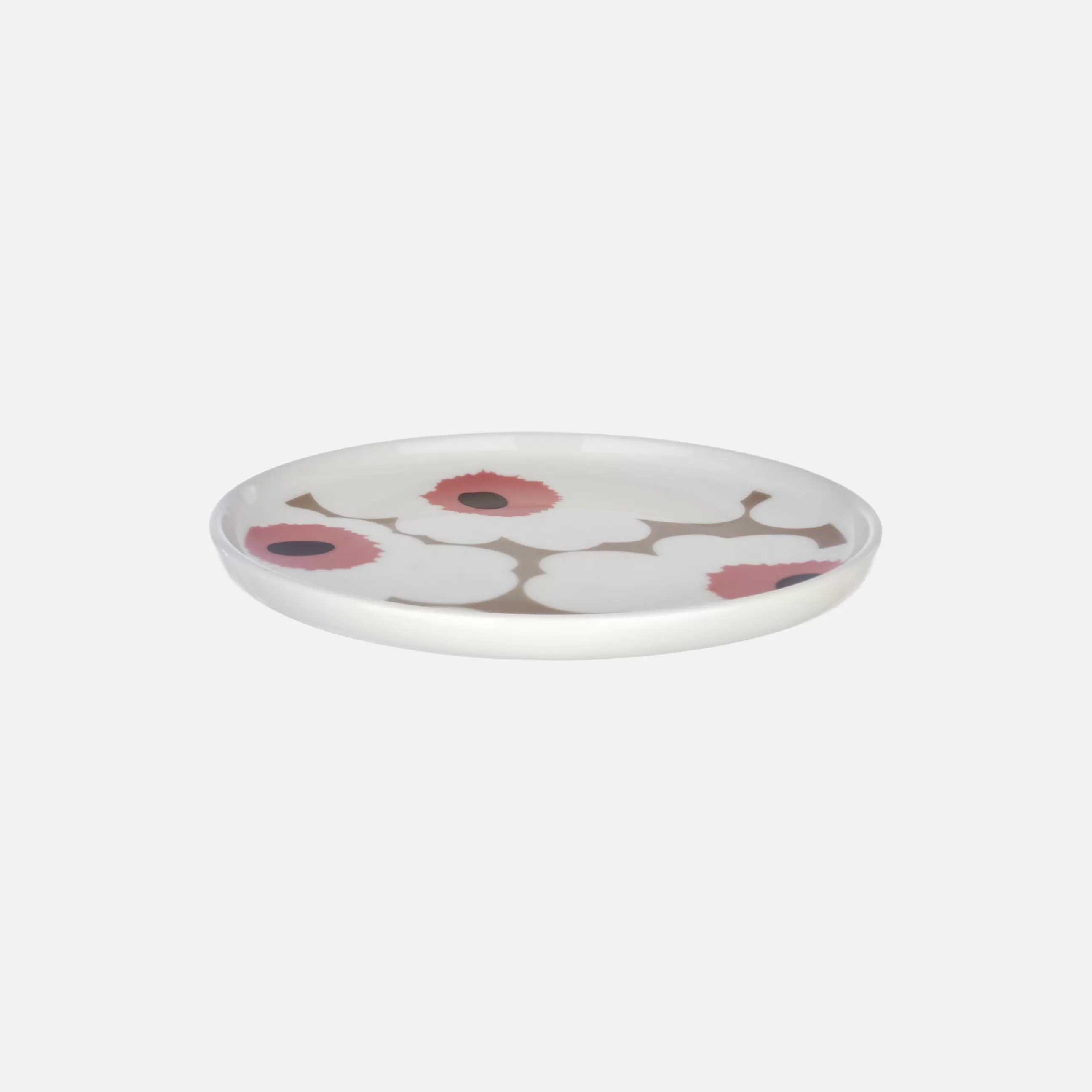 Assiettes>Marimekko Assiette A Mignardises Unikko Ceramique Multicolore / O 13,5 Cm - Argile - Bordeaux - Rose