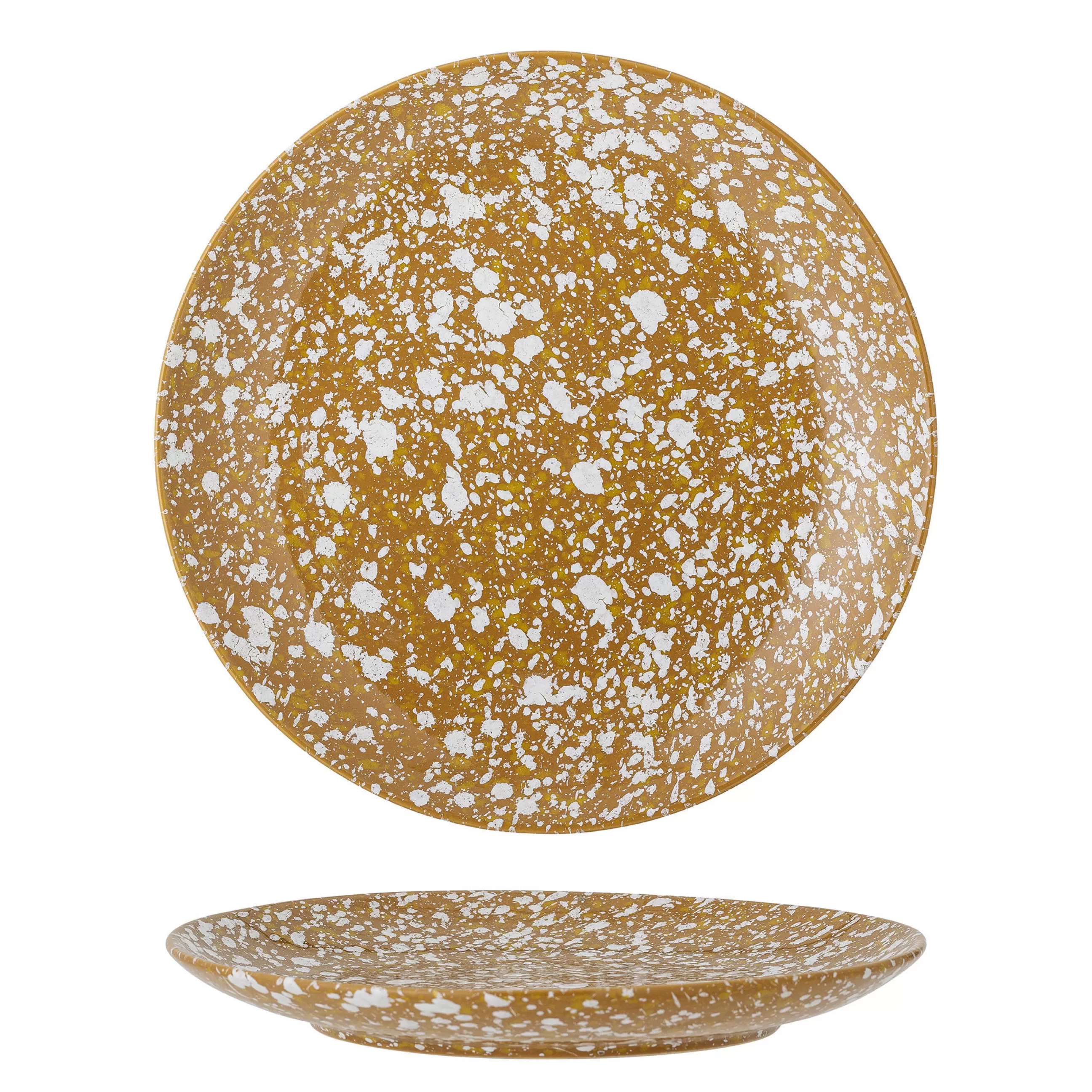 Assiettes>Bloomingville Assiette Carmel Ceramique Jaune Marron / O 26 Cm - Gres - Blanc - Ocre