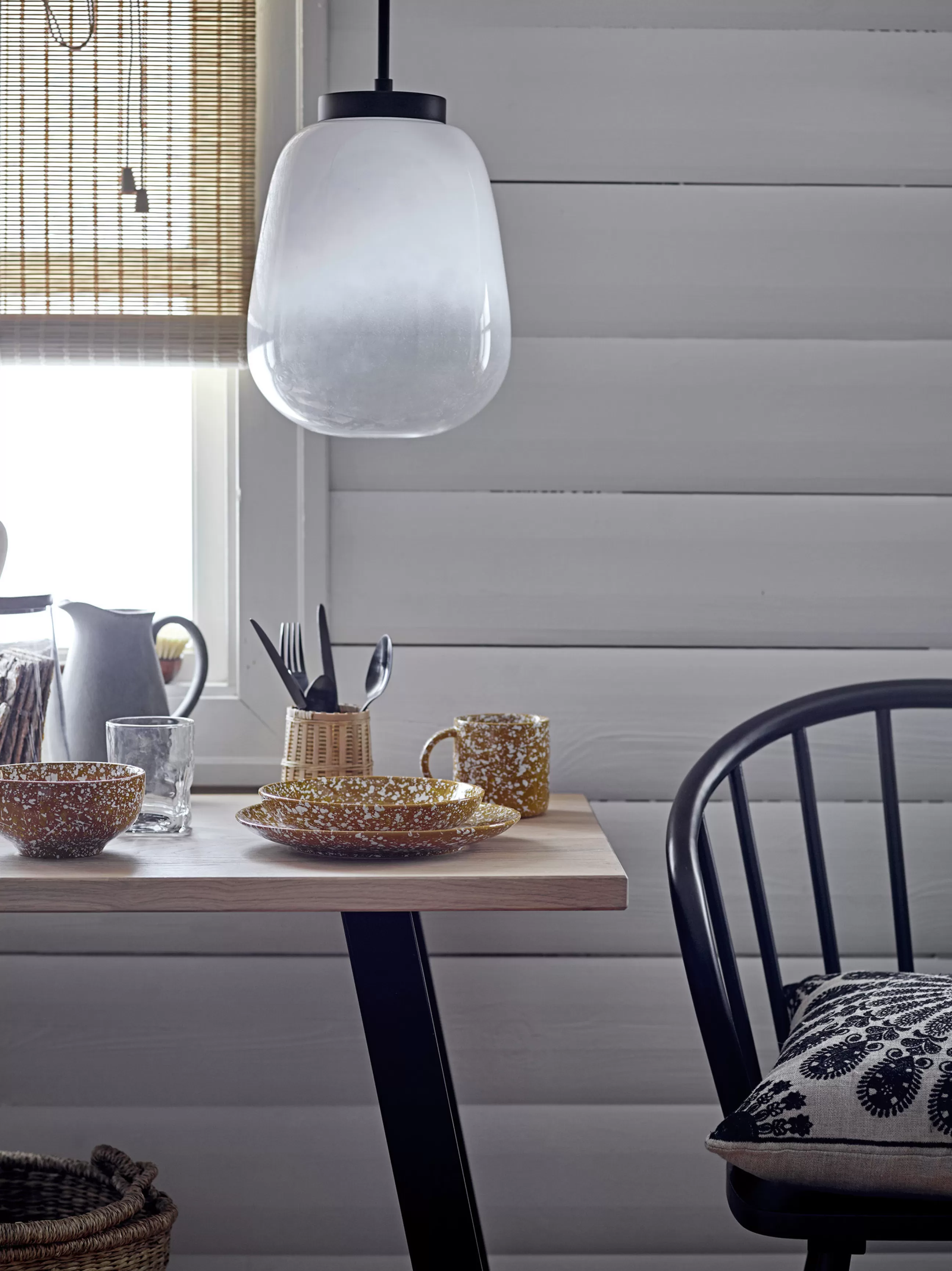 Assiettes>Bloomingville Assiette Carmel Ceramique Jaune Marron / O 26 Cm - Gres - Blanc - Ocre