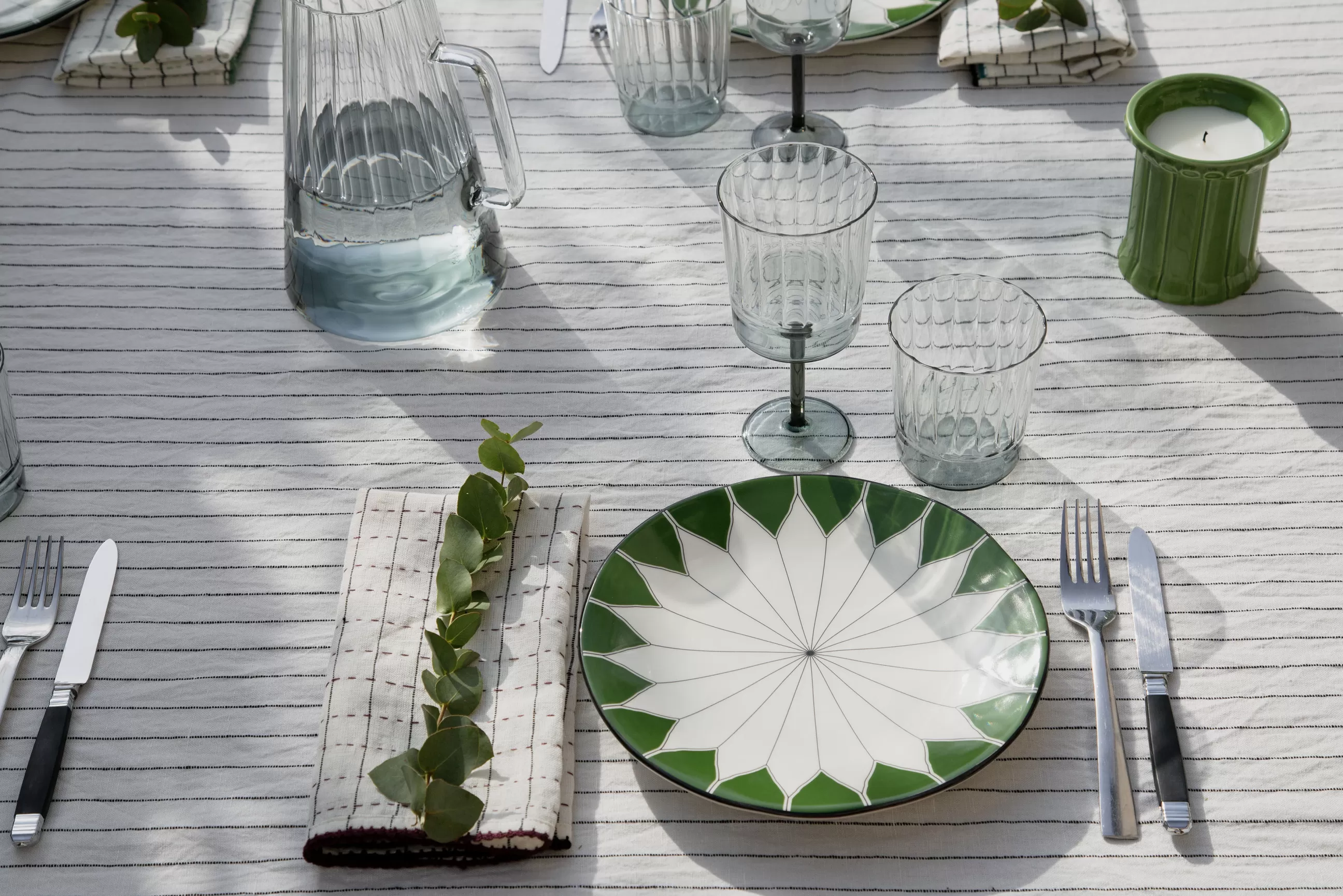 Assiettes>Maison Sarah Lavoine Assiette Daria Ceramique Vert / O 29 Cm - Ceramique Peinte A La Main - Bosquet