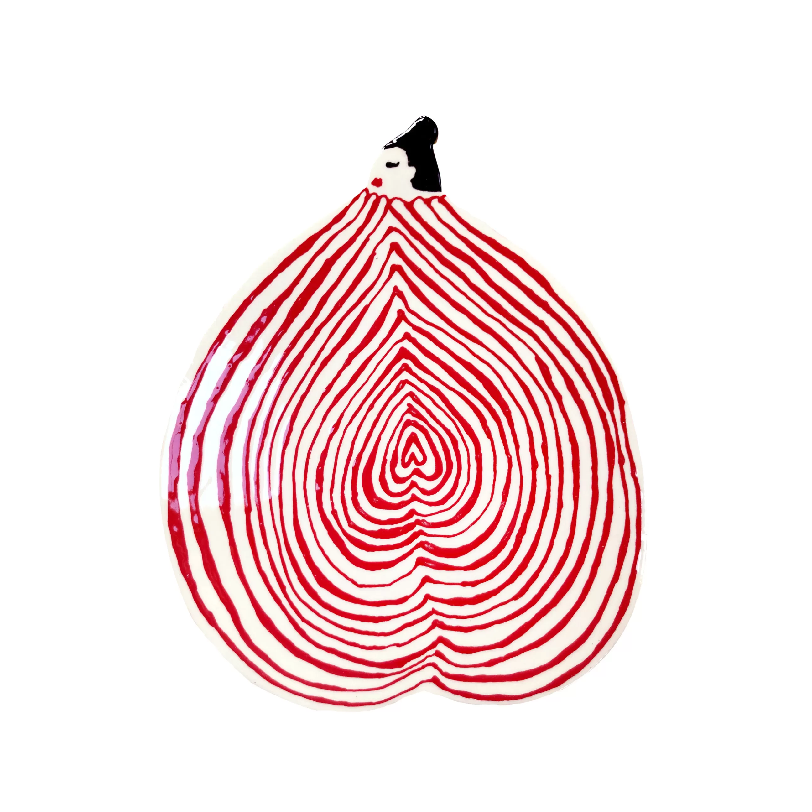 Terrasses Et Balcons>LAETITIA ROUGET Assiette De Presentation Bum Love Ceramique Rouge / 21 X 17 Cm - Peint A La Main - Blanc - Rouge