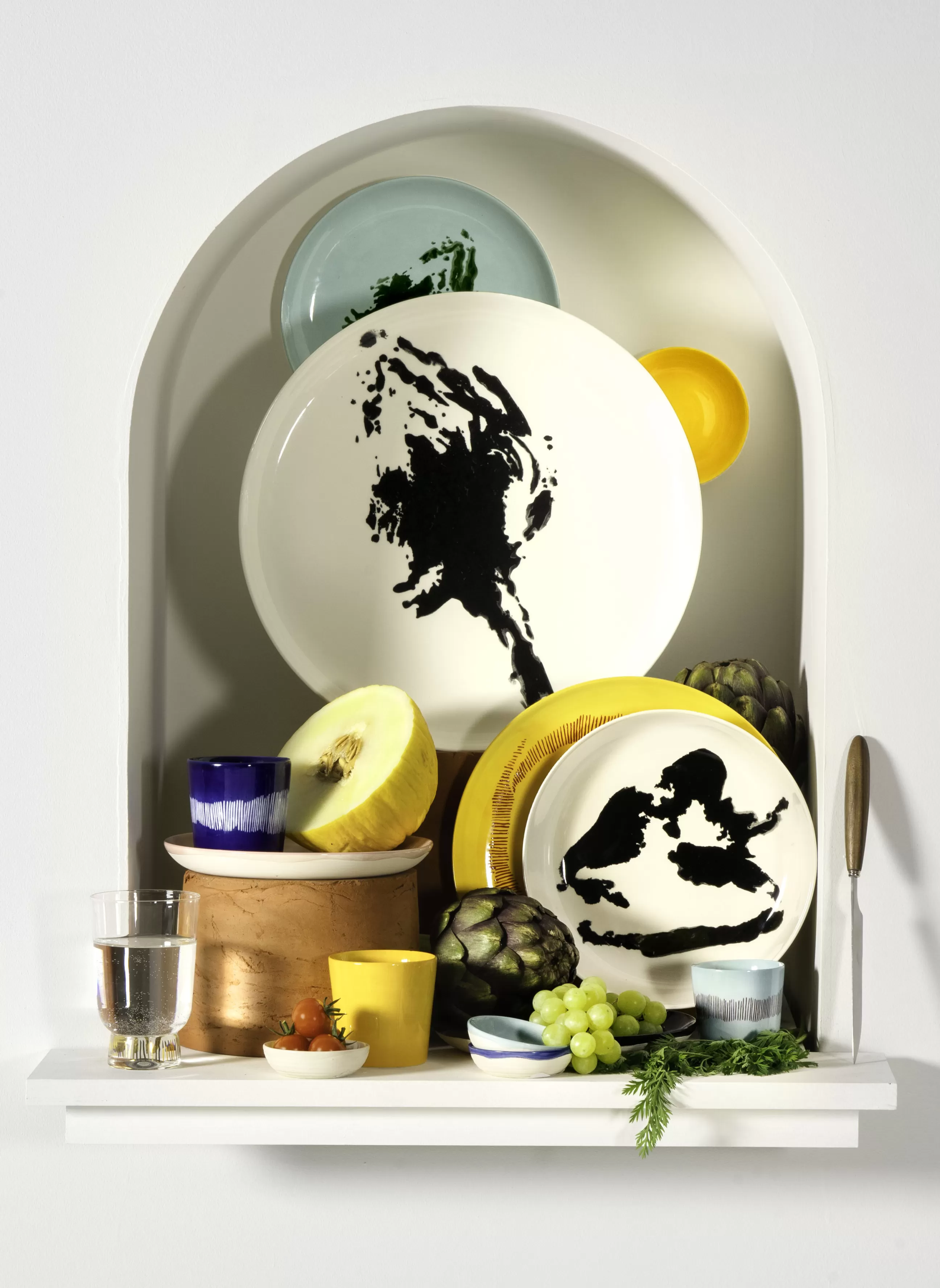 Assiettes>Serax Assiette De Presentation Feast Ceramique Blanc / O 35 X H 2 Cm - Blanc - Noir