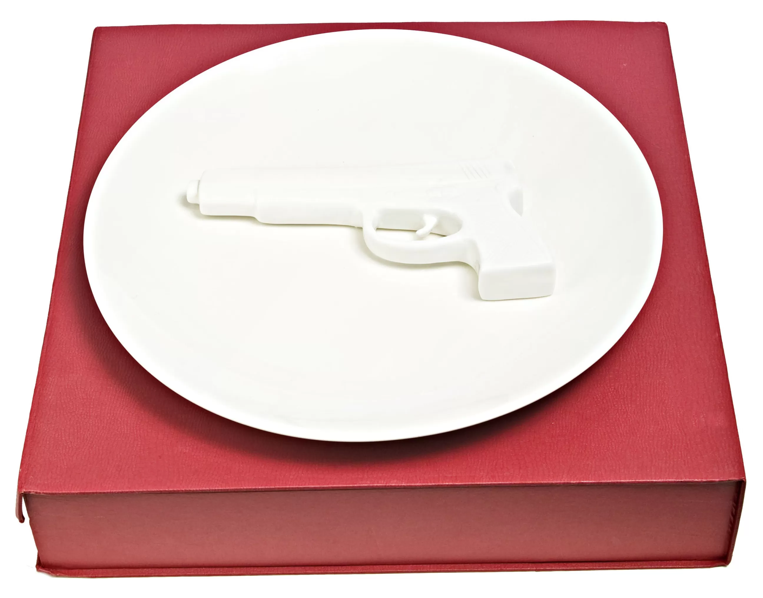 Plateaux Et Plats De Service>Pols Potten Assiette De Presentation Gun Ceramique / Revolver En Relief - O 40 Cm - Blanc