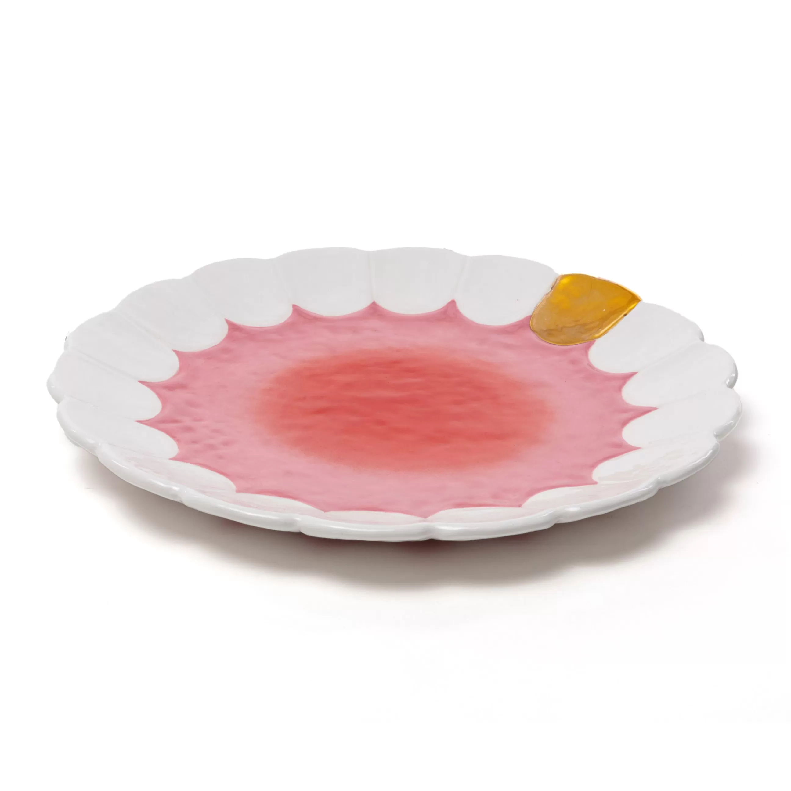 Assiettes>Seletti Assiette De Presentation Teeth Ceramique Rose / Ceramique -  O 33 Cm - Blanc - Or - Rose