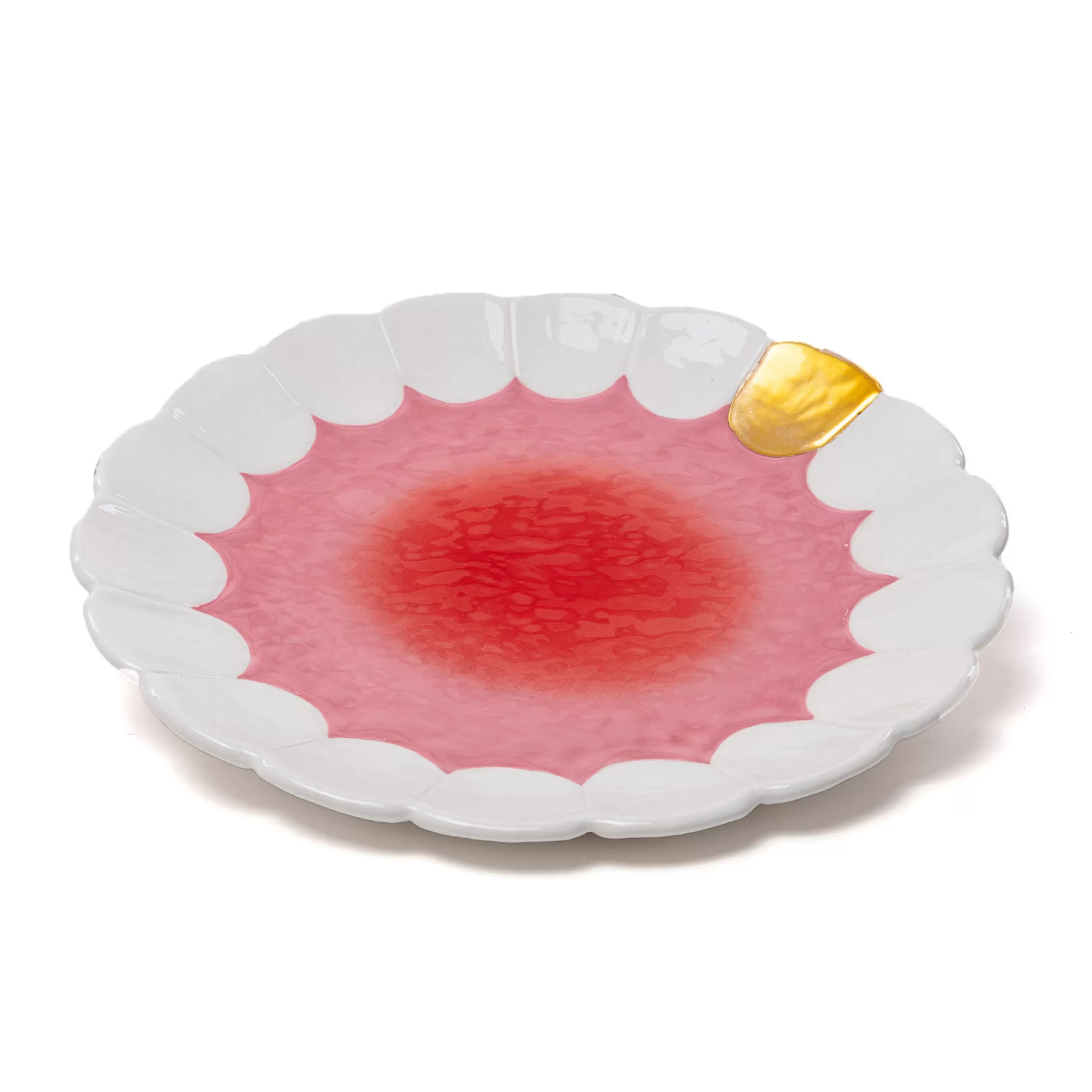 Assiettes>Seletti Assiette De Presentation Teeth Ceramique Rose / Ceramique -  O 33 Cm - Blanc - Or - Rose