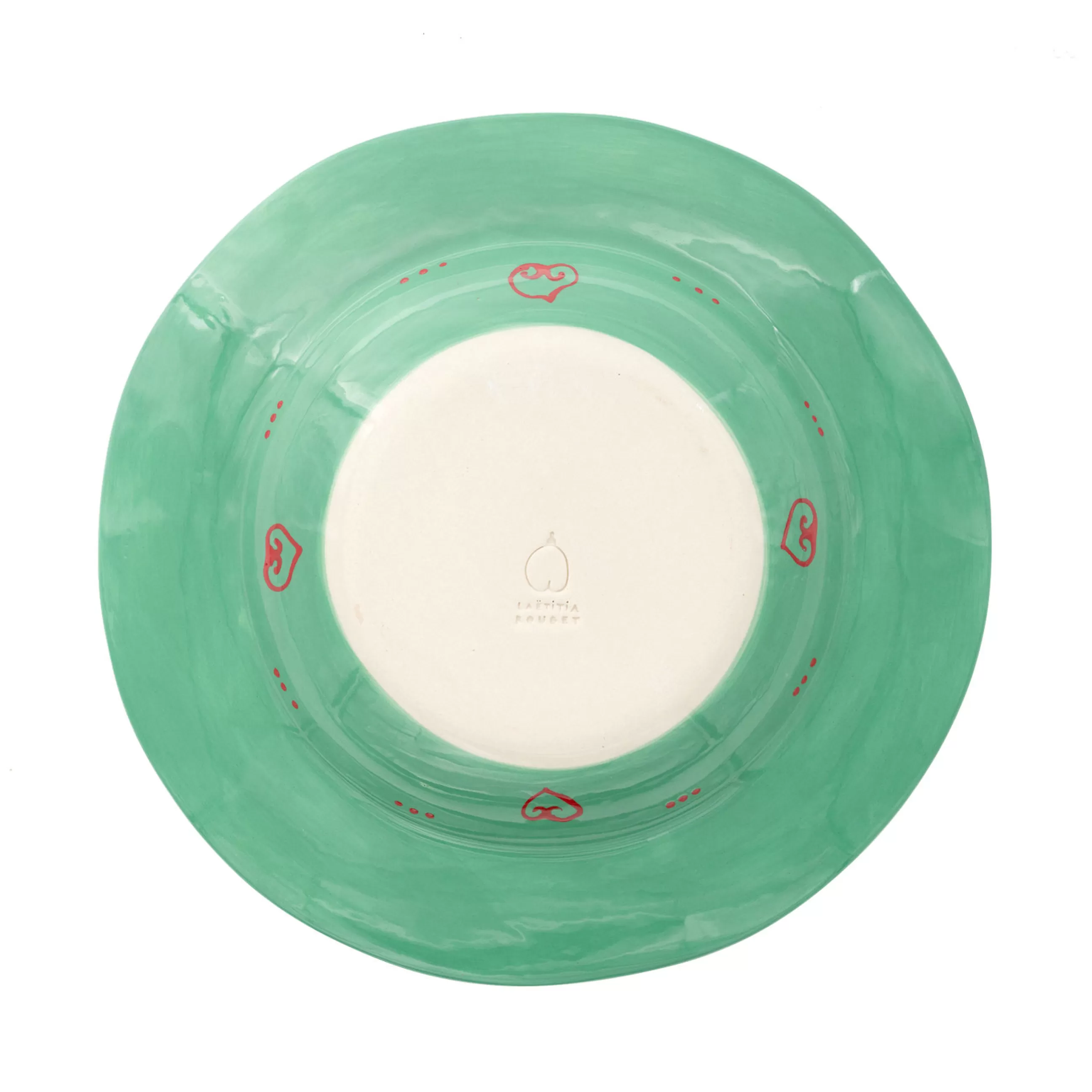 Assiettes>LAETITIA ROUGET Assiette Green Leaf Ceramique Rose Vert / O 26 Cm - Peint A La Main - Rose - Vert