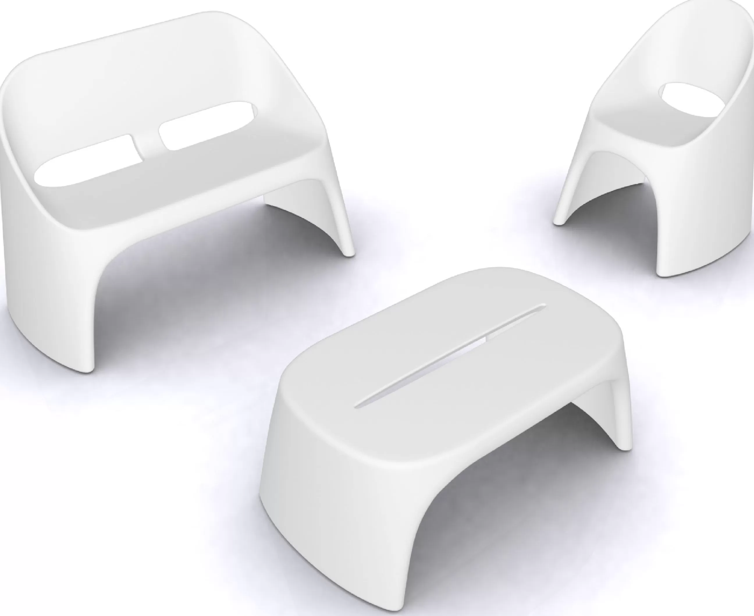 Bancs De Jardin>Slide Banc Avec Dossier Amelie Plastique/ 2 Places - L 120 Cm - Blanc