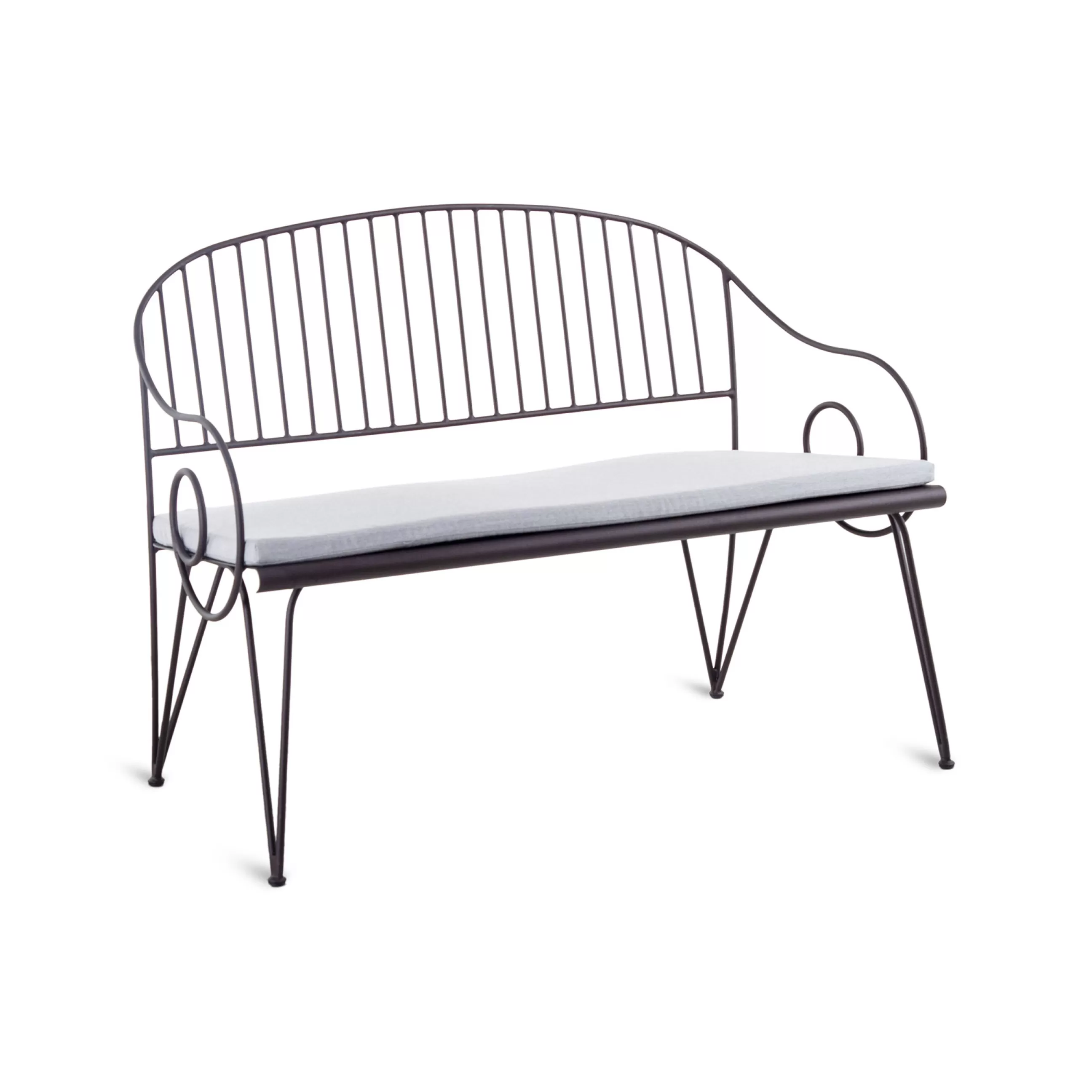 Bancs De Jardin>Unopiu Banc Avec Dossier Ariete Metal;Tissu Blanc / L 127 Cm - Fer / Coussin D'Assise - Blanc Diamante - Bronze