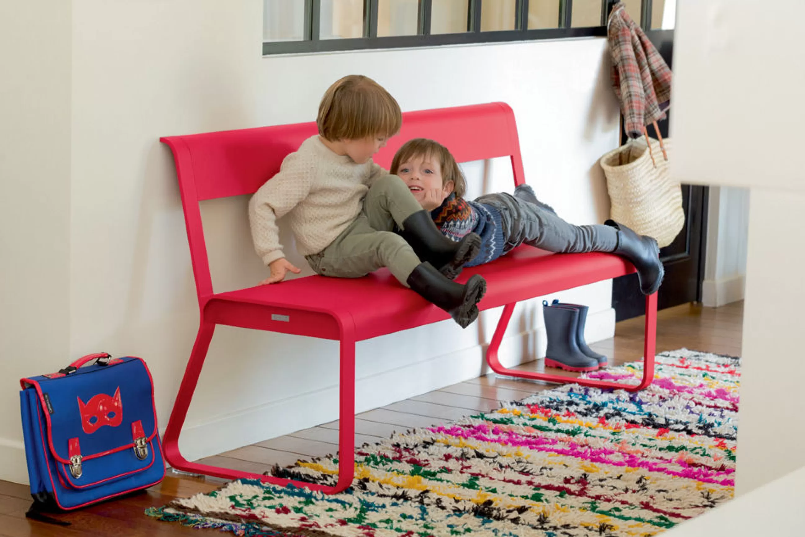 Bancs>Fermob Banc Avec Dossier Bellevie Metal Rouge / L 161 Cm - 4 Places - Cerise Noire
