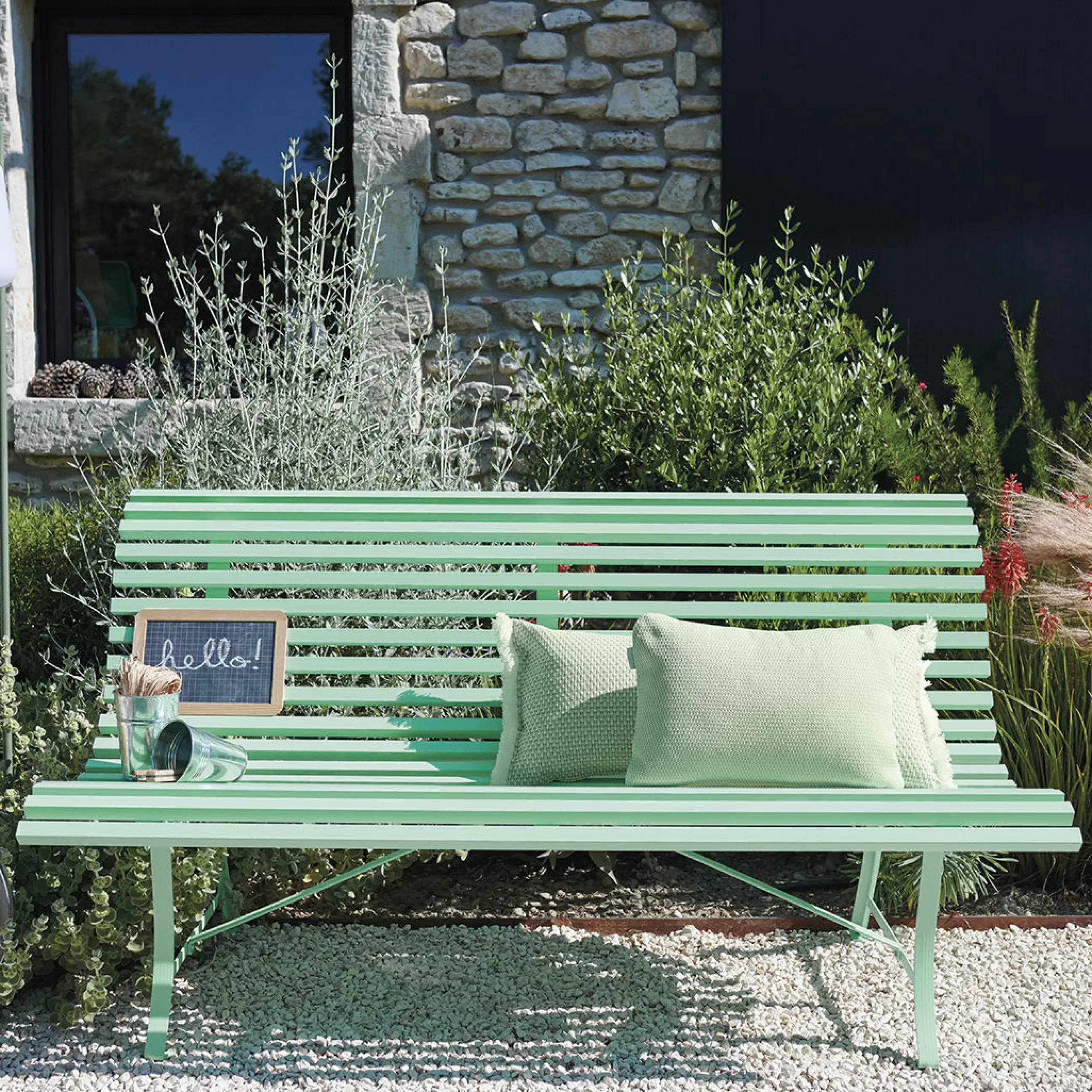 Bancs>Fermob Banc Avec Dossier Louisiane Metal Gris / L 150 Cm - Gris Lapilli