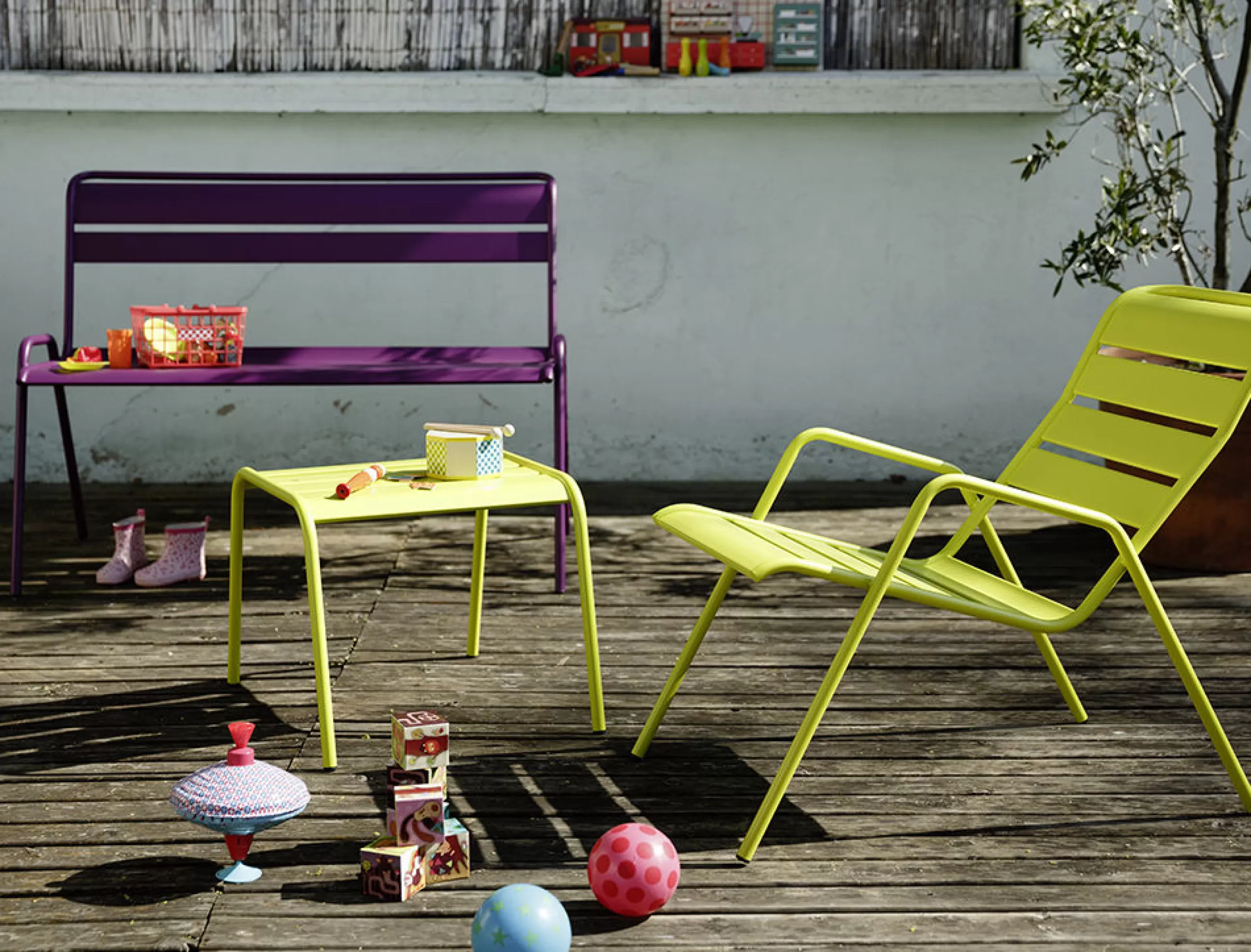 Bancs>Fermob Banc Avec Dossier Monceau Metal Beige / 2 A 3 Places - L 116 Cm - Muscade