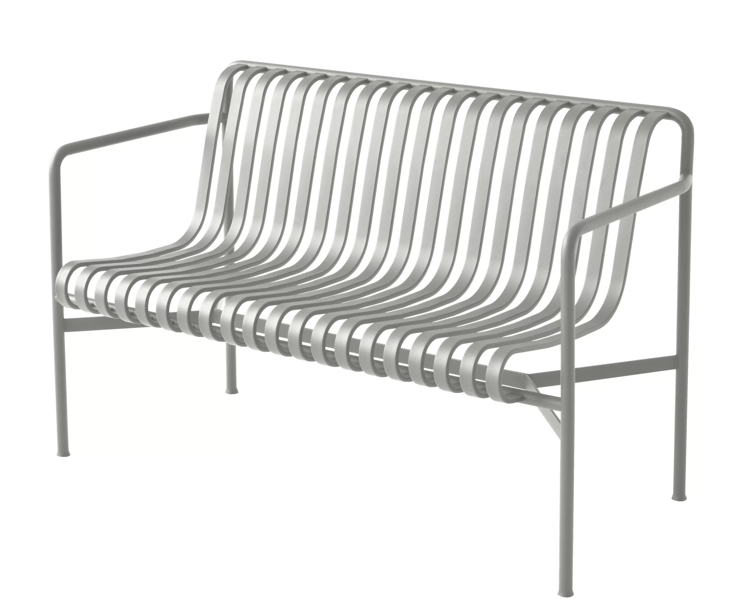Bancs De Jardin>Hay Banc Avec Dossier Palissade Metal Gris / L 128 Cm - R & E Bouroullec - Gris Clair