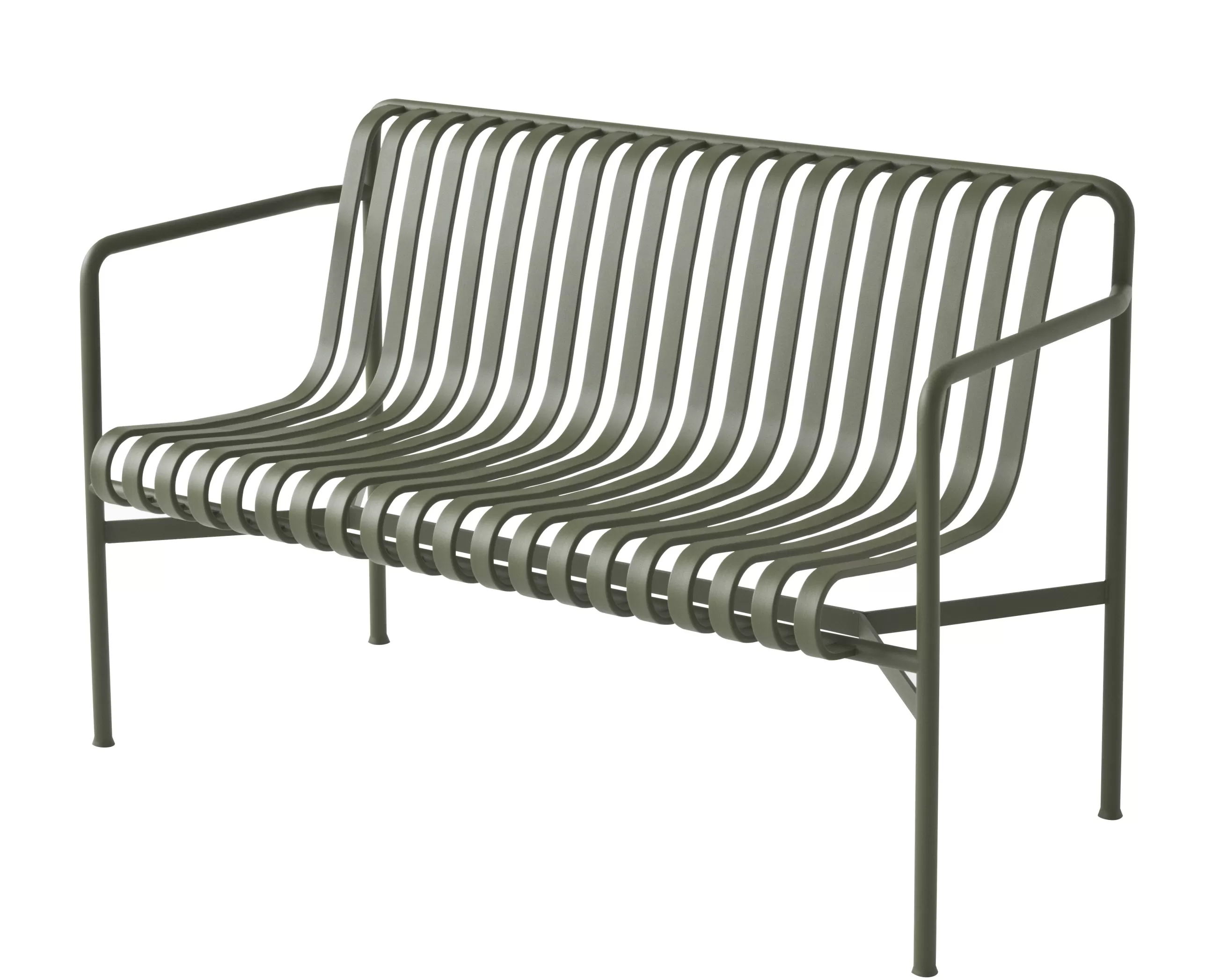 Bancs De Jardin>Hay Banc Avec Dossier Palissade Metal Vert / L 128 Cm - R & E Bouroullec - Vert Olive