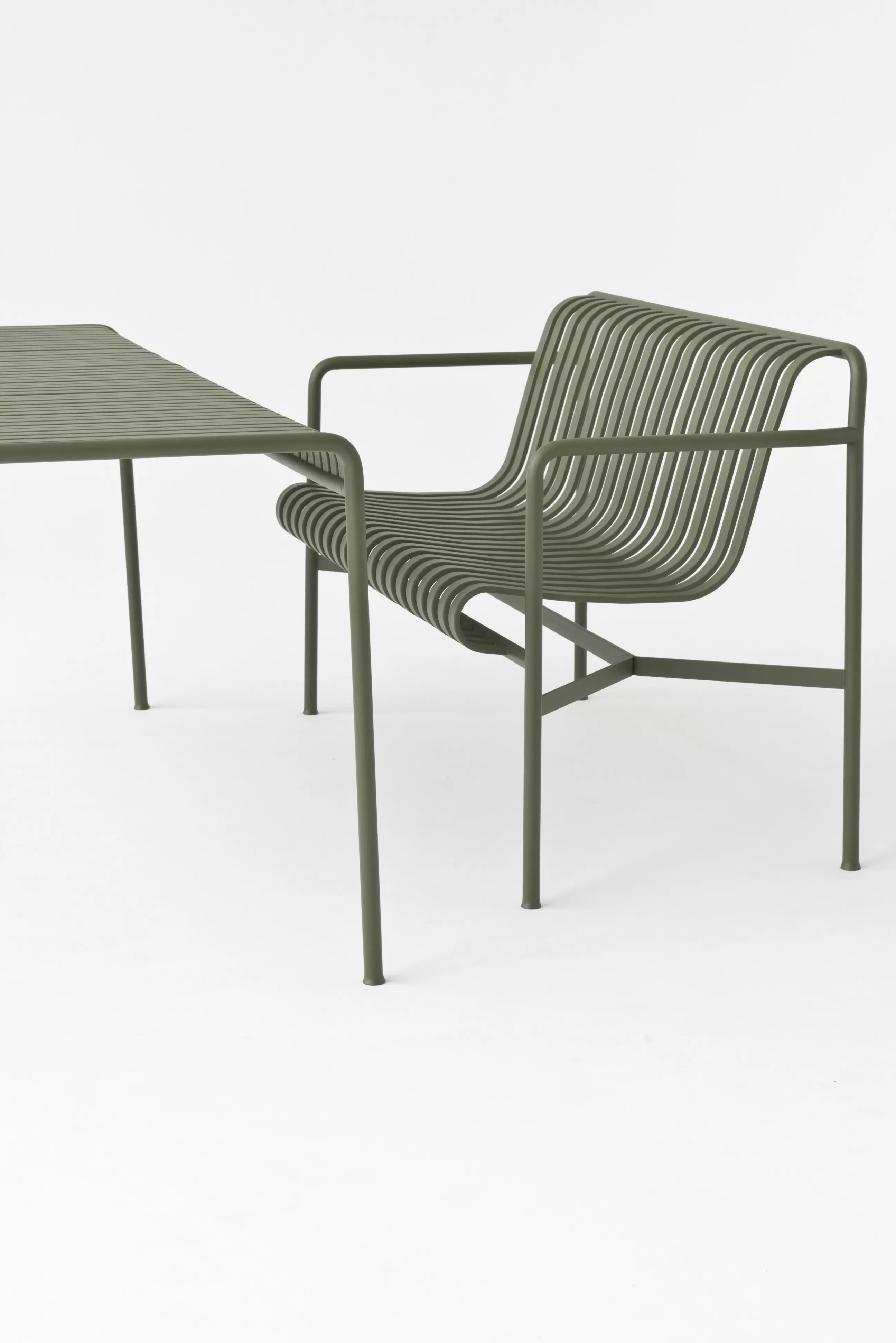 Bancs De Jardin>Hay Banc Avec Dossier Palissade Metal Vert / L 128 Cm - R & E Bouroullec - Vert Olive