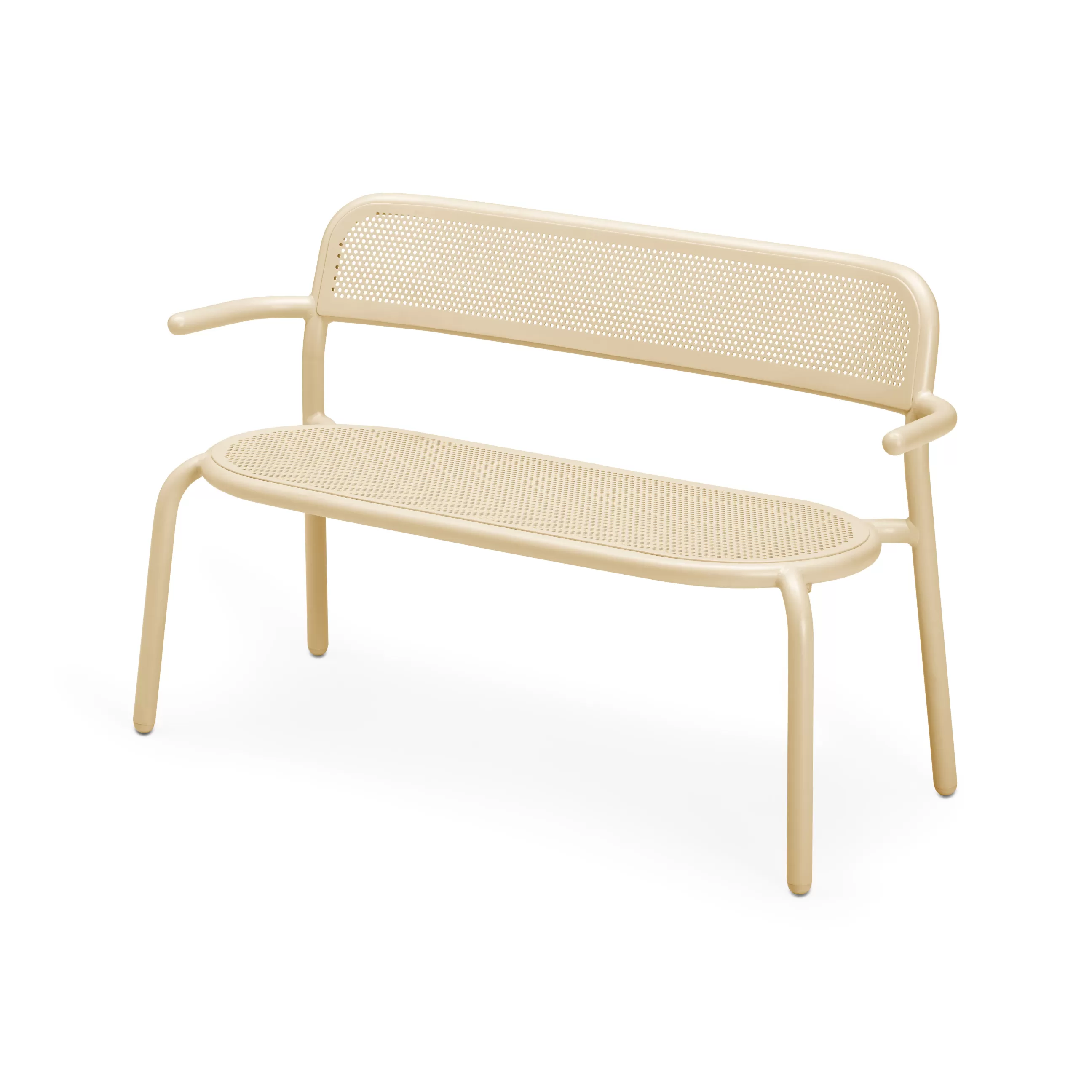 Bancs De Jardin>Fatboy Banc Avec Dossier Toni Bankski Metal Beige / L 127 Cm - Aluminium Perfore - Beige Sable