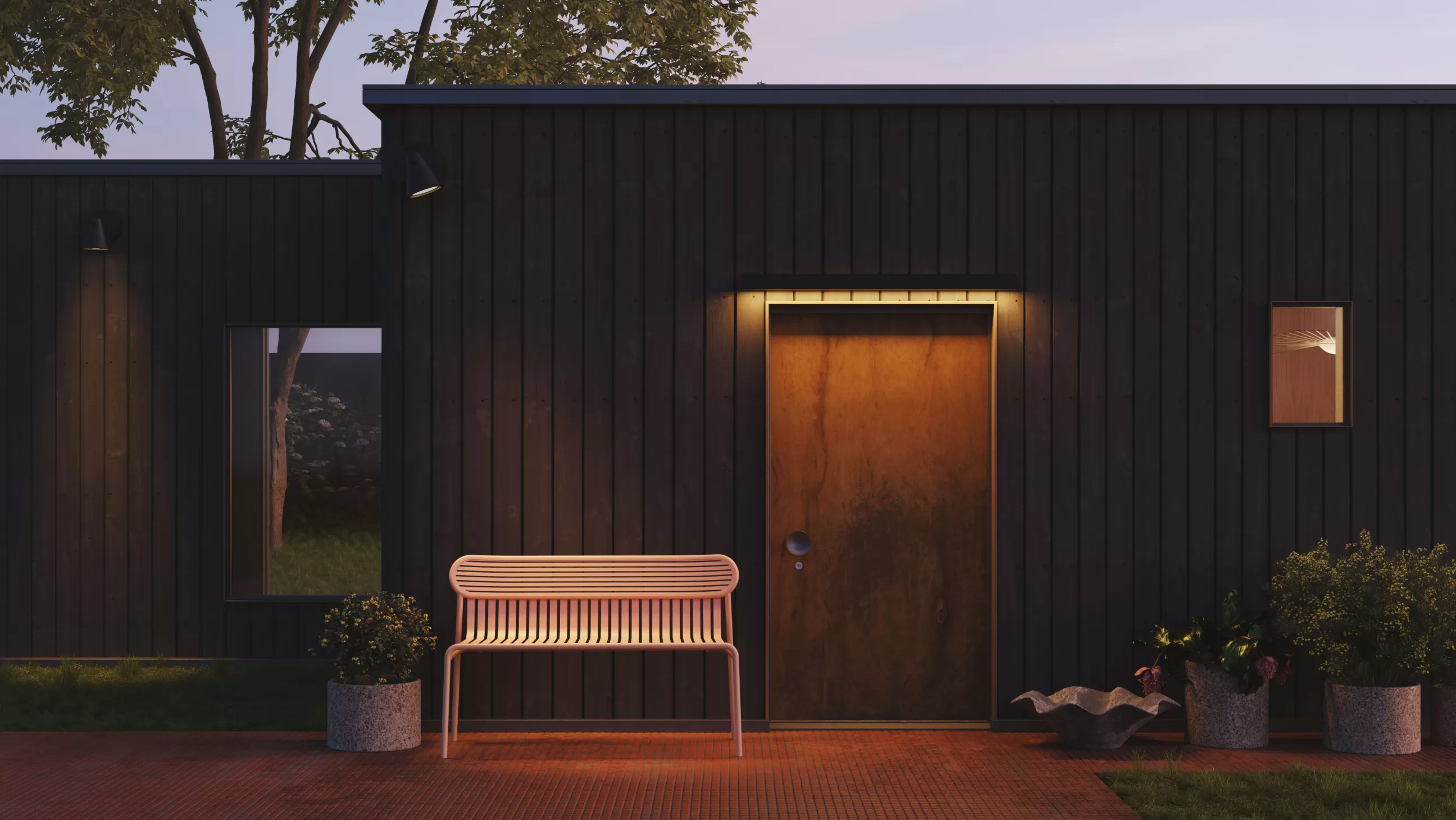Bancs De Jardin>Petite Friture Banc Avec Dossier Week-End Metal Marron / Aluminium - L 121 Cm - Terracotta