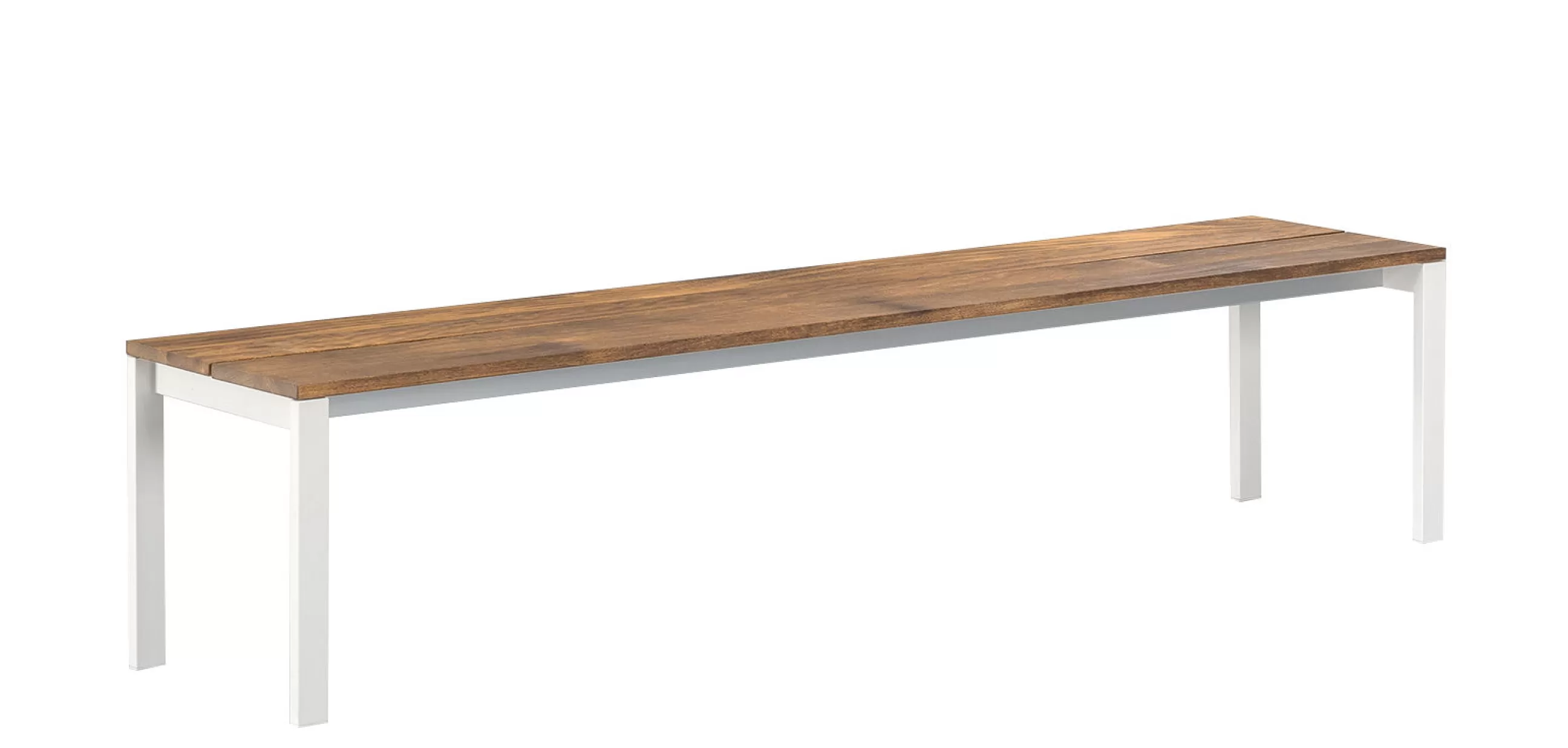 Bancs De Jardin>Kristalia Banc Be-Easy Metal Blanc Bois Naturel / Teck - 180 X 40 Cm - Blanc - Teck Naturel