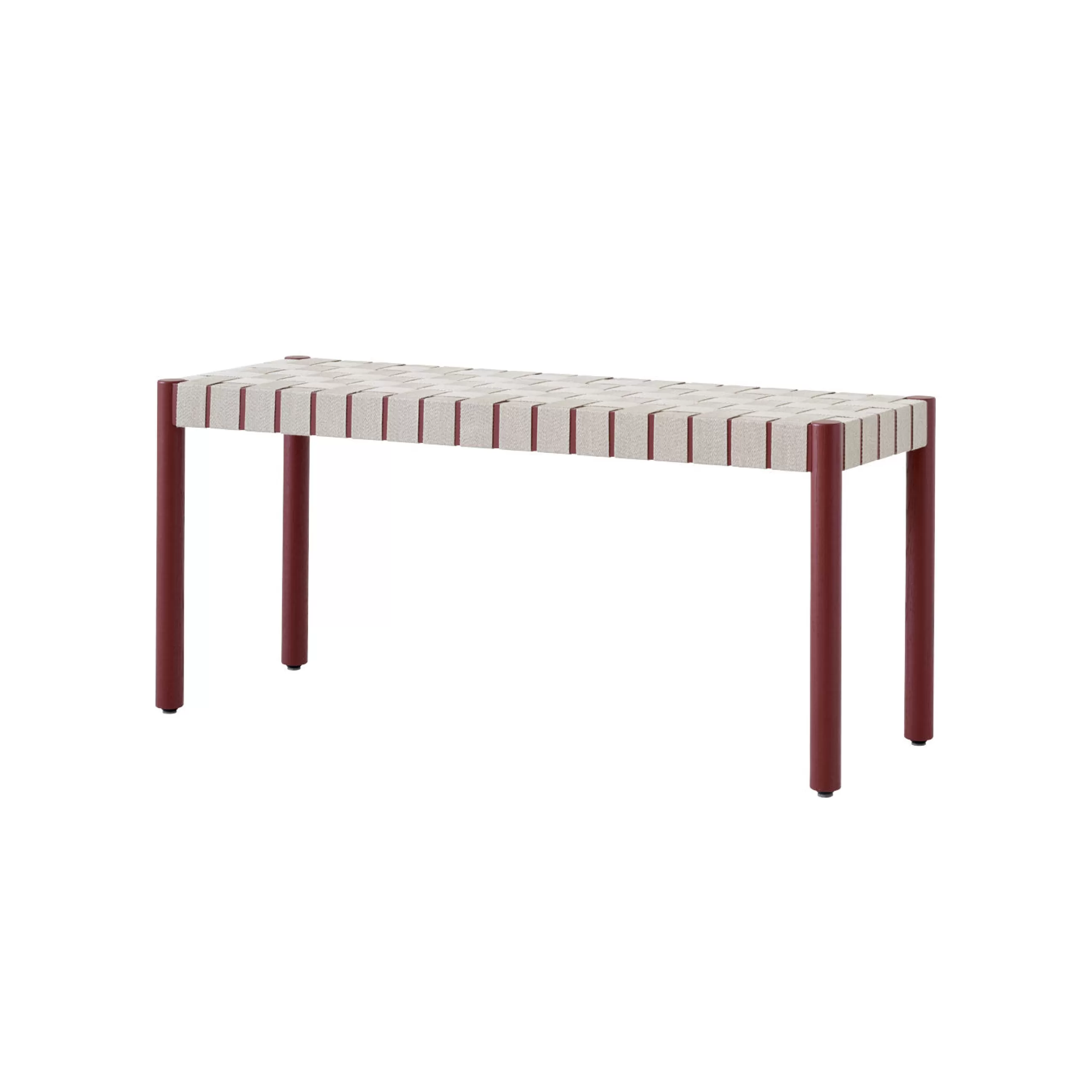 Bancs>&tradition Banc Betty Tk4 Tissu Bois Marron / L 105 Cm - Sangles En Lin - Beige - Rouge