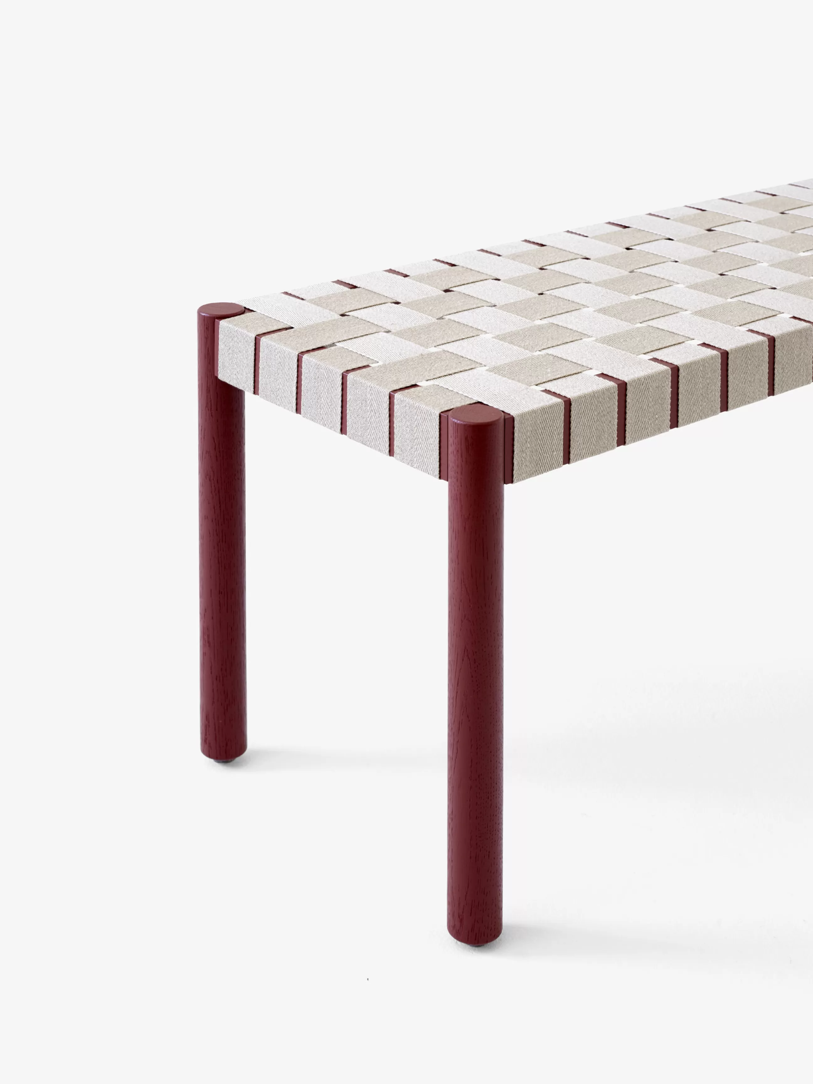 Bancs>&tradition Banc Betty Tk4 Tissu Bois Marron / L 105 Cm - Sangles En Lin - Beige - Rouge