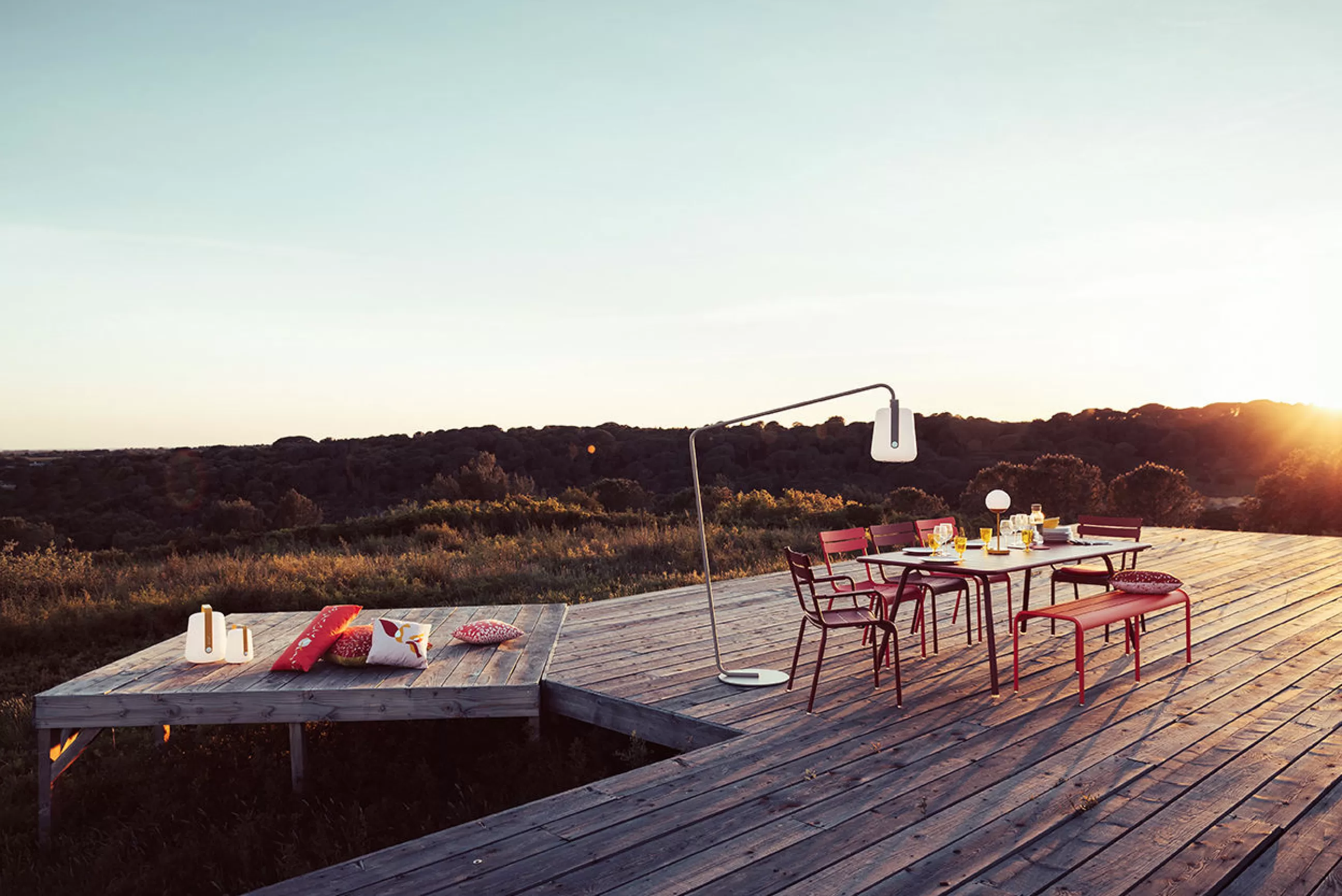 Bancs De Jardin>Fermob Banc Luxembourg Metal Rouge 3/4 Places / L 145 Cm - Aluminium - Cerise Noire