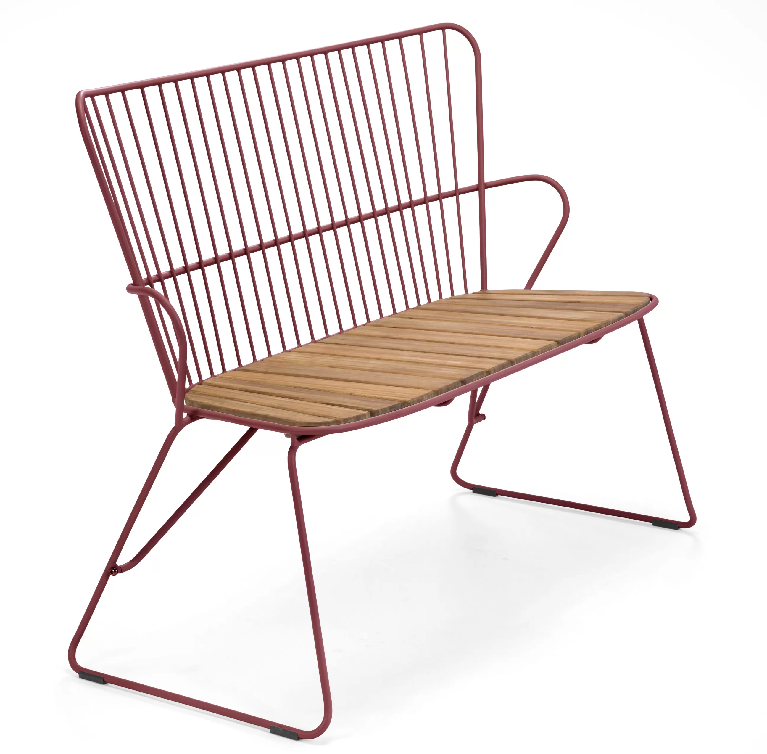 Bancs De Jardin>Houe Banc Paon Metal Rose Orange Bois Naturel / L 116 Cm -  Bambou - Bambou Naturel - Paprika