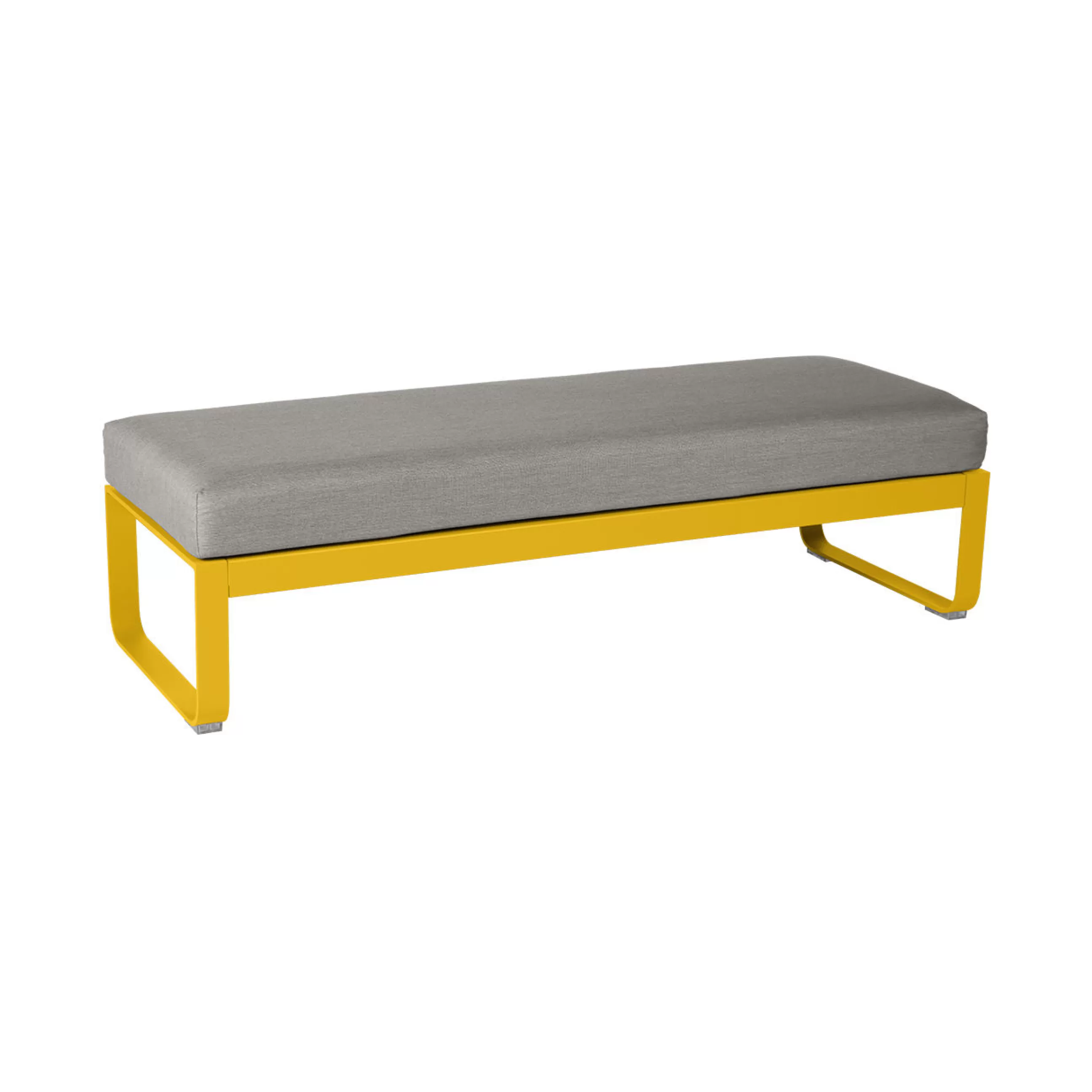 Bancs De Jardin>Fermob Banc Rembourre Bellevie Metal Tissu Beige / Table Basse (Coussin Amovible) - L 148 Cm / Taupe Grise - Miel Texture - Taupe Grise
