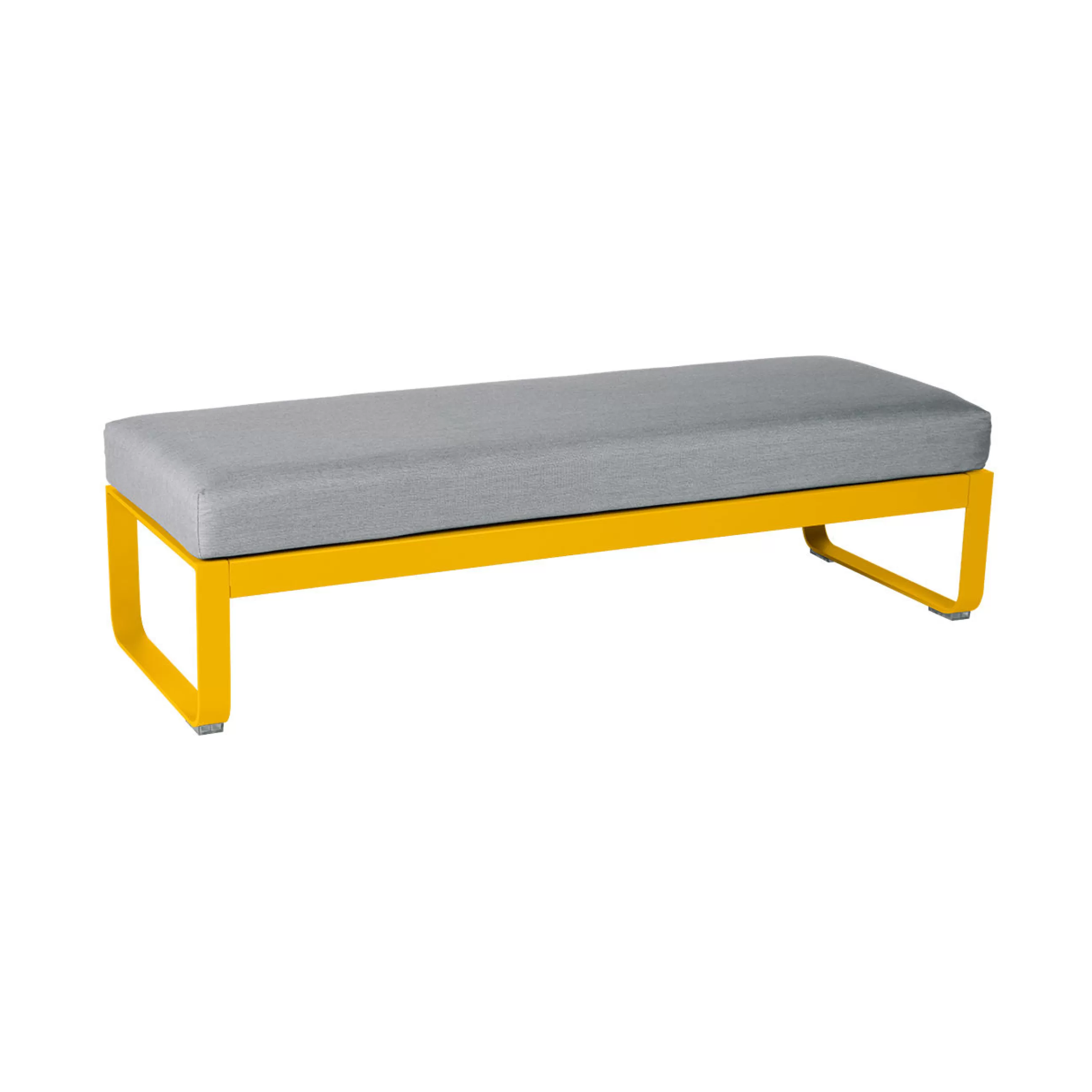 Bancs De Jardin>Fermob Banc Rembourre Bellevie Metal Tissu Gris / Table Basse (Coussin Amovible) - L 148 Cm / Gris Flanelle - Gris Flanelle - Miel Texture