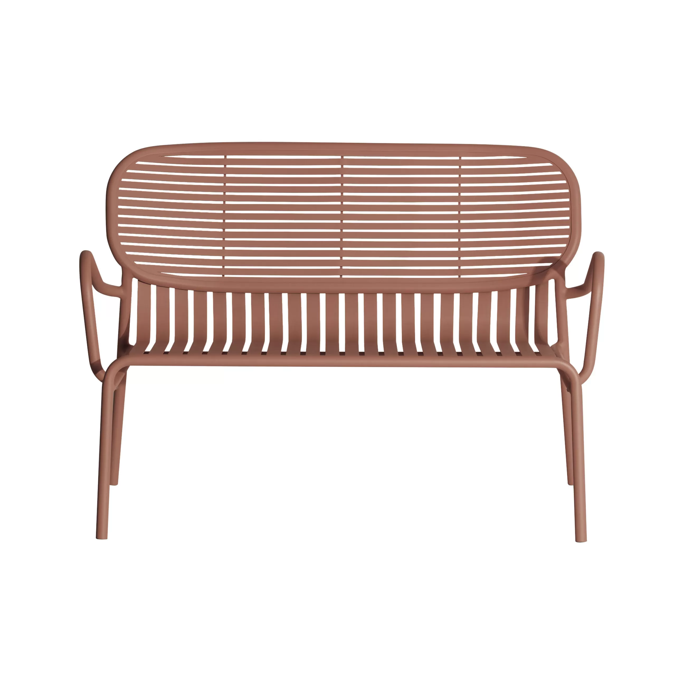 Bancs>Petite Friture Banquette Week-End Metal Marron / Aluminium - L 114 Cm - Terracotta