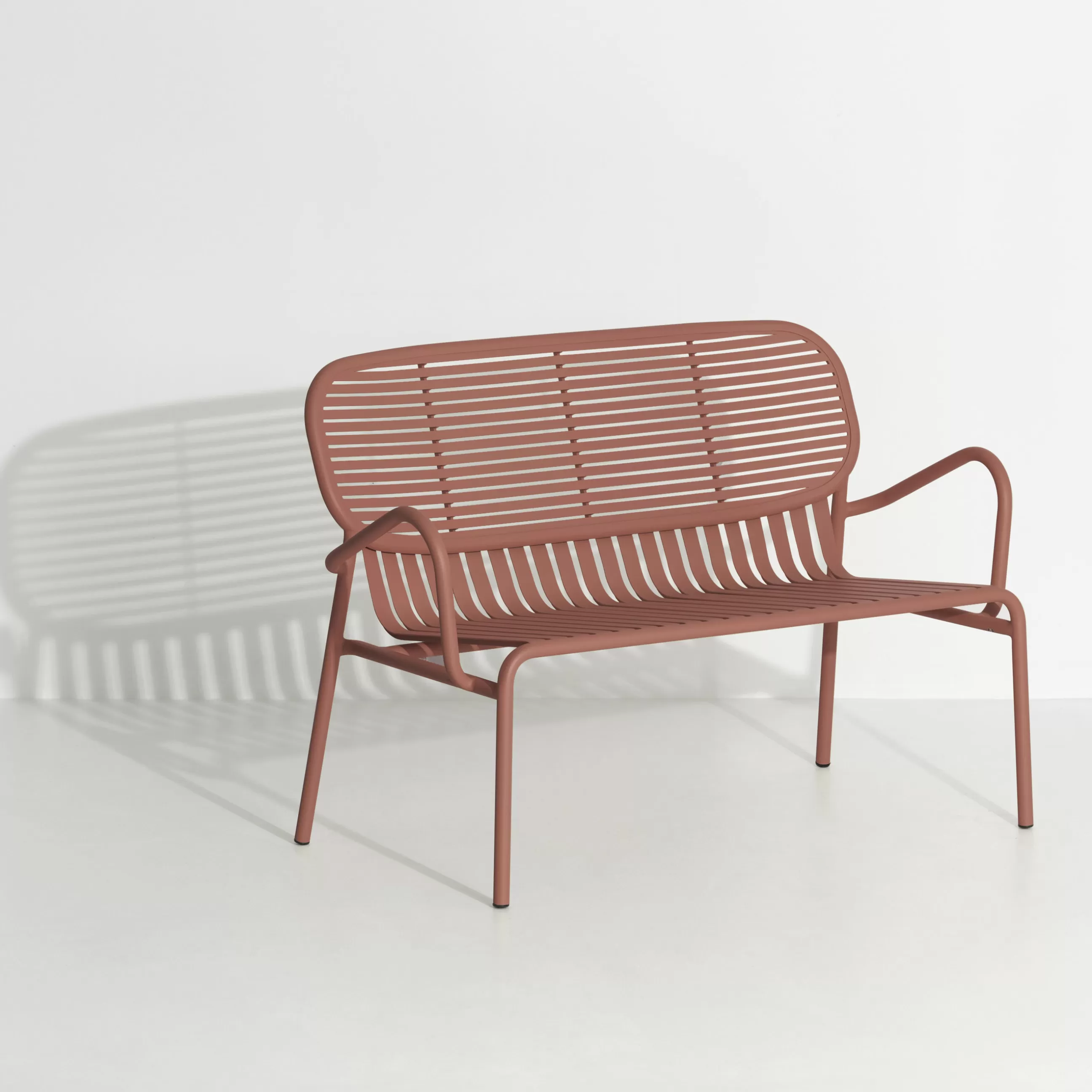 Bancs>Petite Friture Banquette Week-End Metal Marron / Aluminium - L 114 Cm - Terracotta