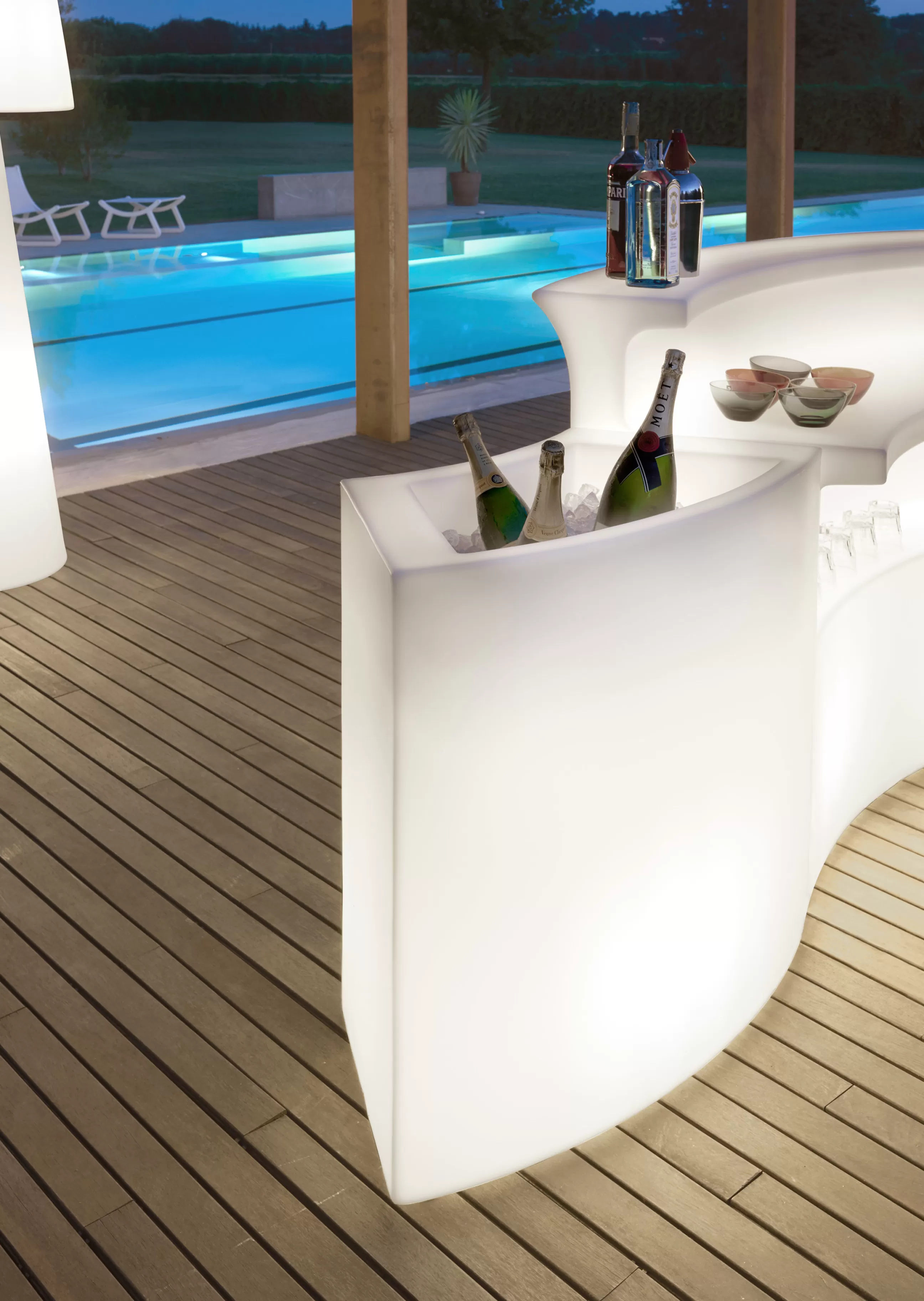 Tables Hautes Et Bars D'extérieur>Slide Bar Lumineux Ice Bar Plastique/ Module Porte-Bouteilles - Blanc