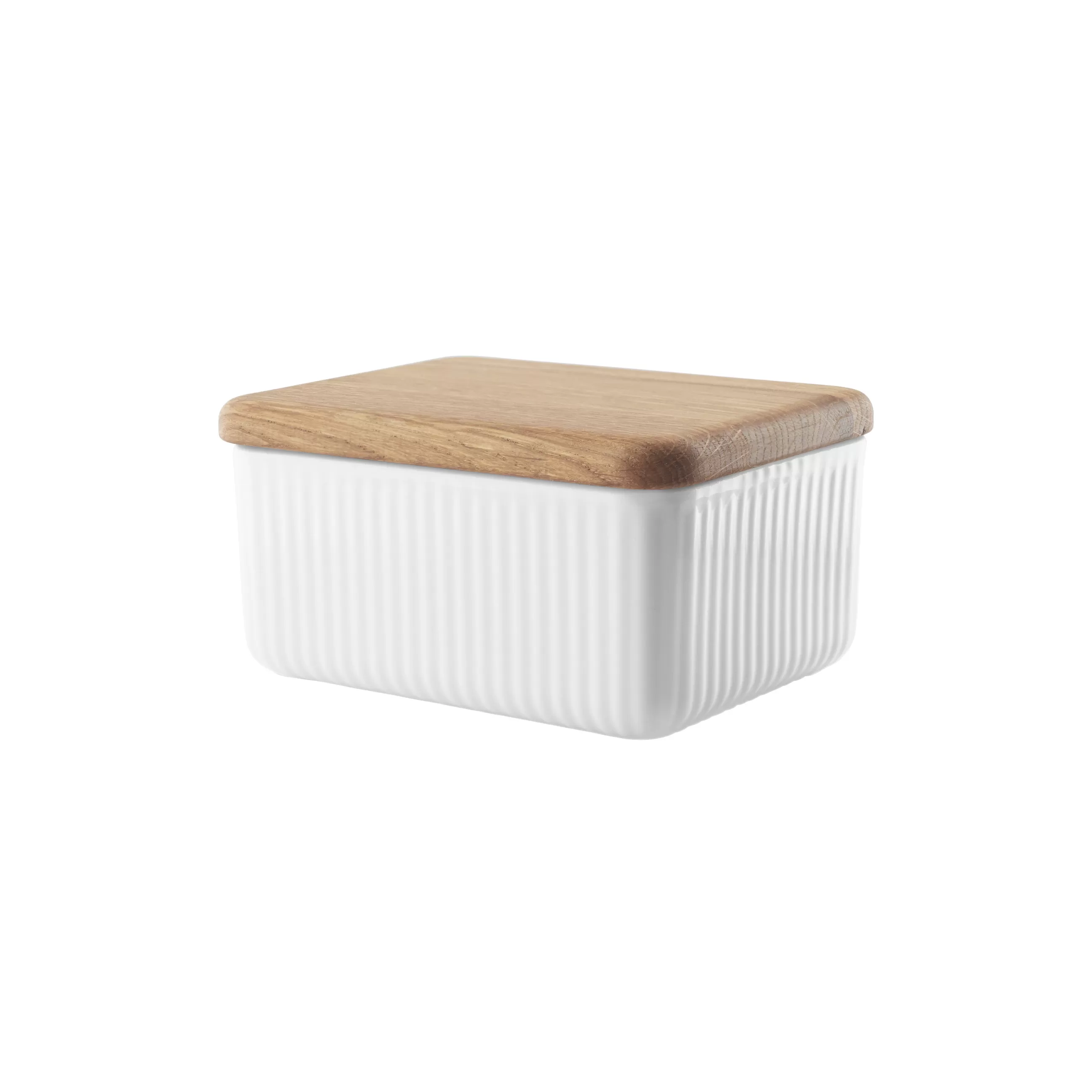 Boîtes Et Conservation>Eva Trio Beurrier Legio Nova Ceramique Blanc Bois Naturel / Couvercle Chene - 12 X 10 Cm - Blanc - Chene