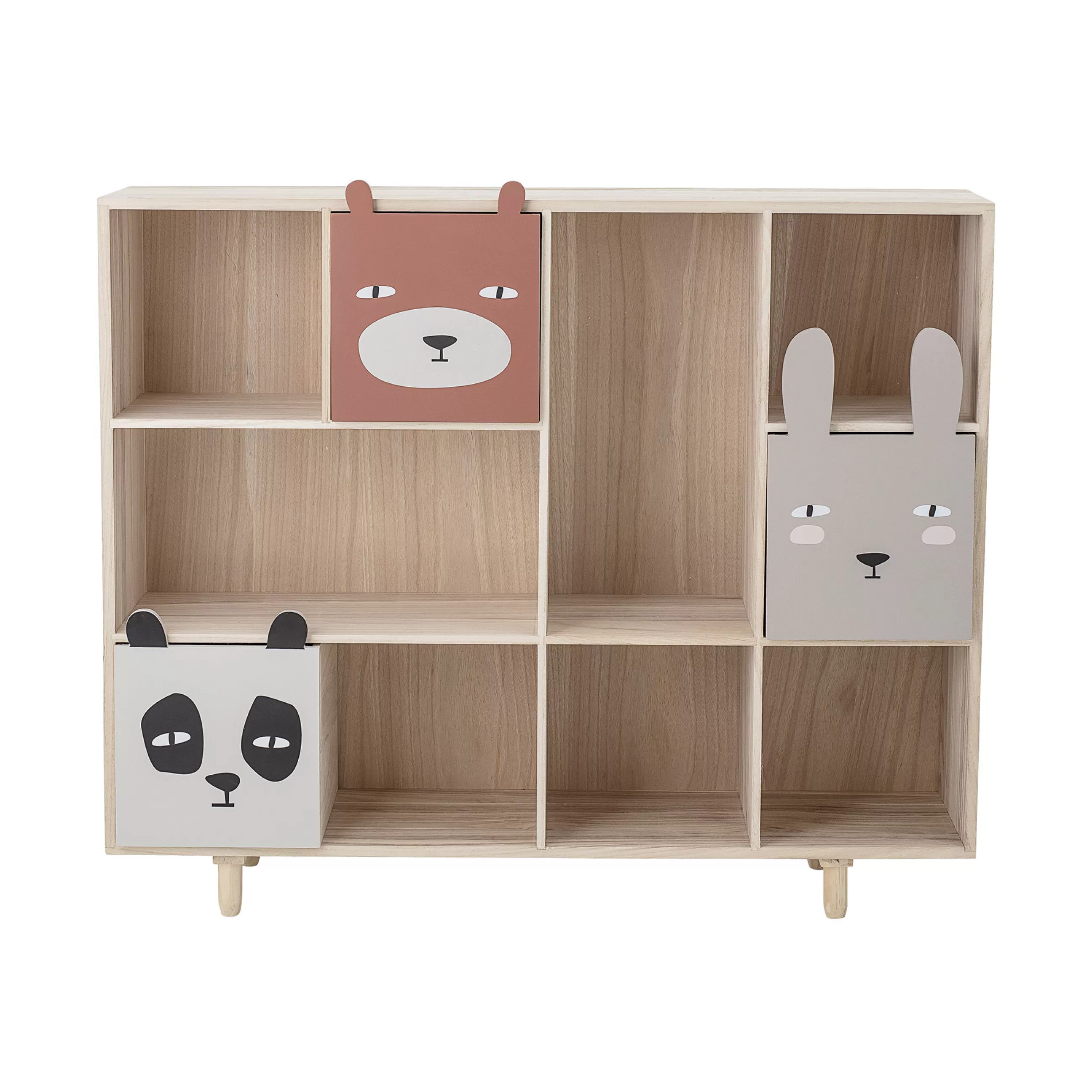 Mobilier Kids>Bloomingville Bibliotheque Animaux Bois Multicolore / 3 Tiroirs - L 107 X H 94 Cm - Blanc - Bois Naturel - Gris - Terracotta