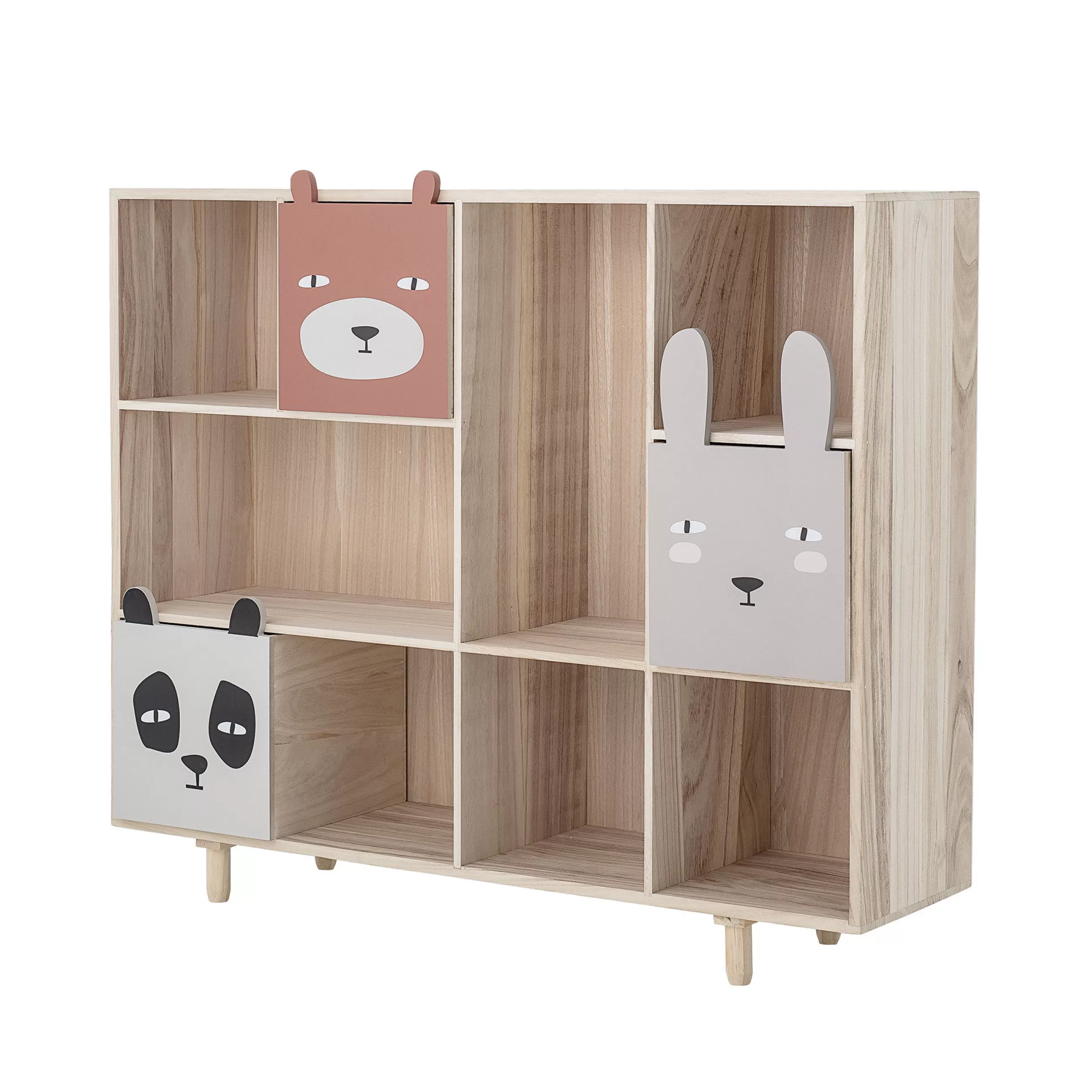 Mobilier Kids>Bloomingville Bibliotheque Animaux Bois Multicolore / 3 Tiroirs - L 107 X H 94 Cm - Blanc - Bois Naturel - Gris - Terracotta