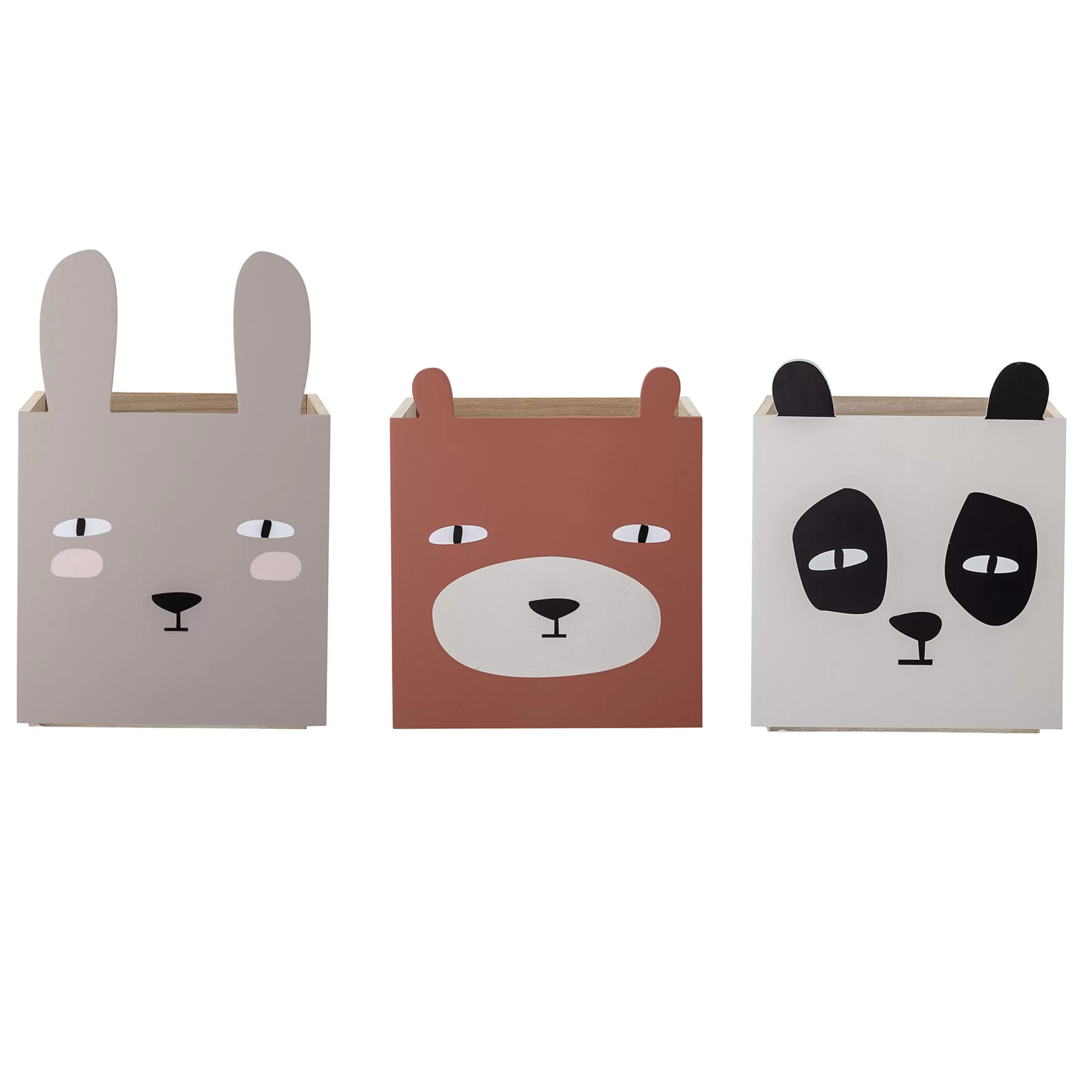 Mobilier Kids>Bloomingville Bibliotheque Animaux Bois Multicolore / 3 Tiroirs - L 107 X H 94 Cm - Blanc - Bois Naturel - Gris - Terracotta