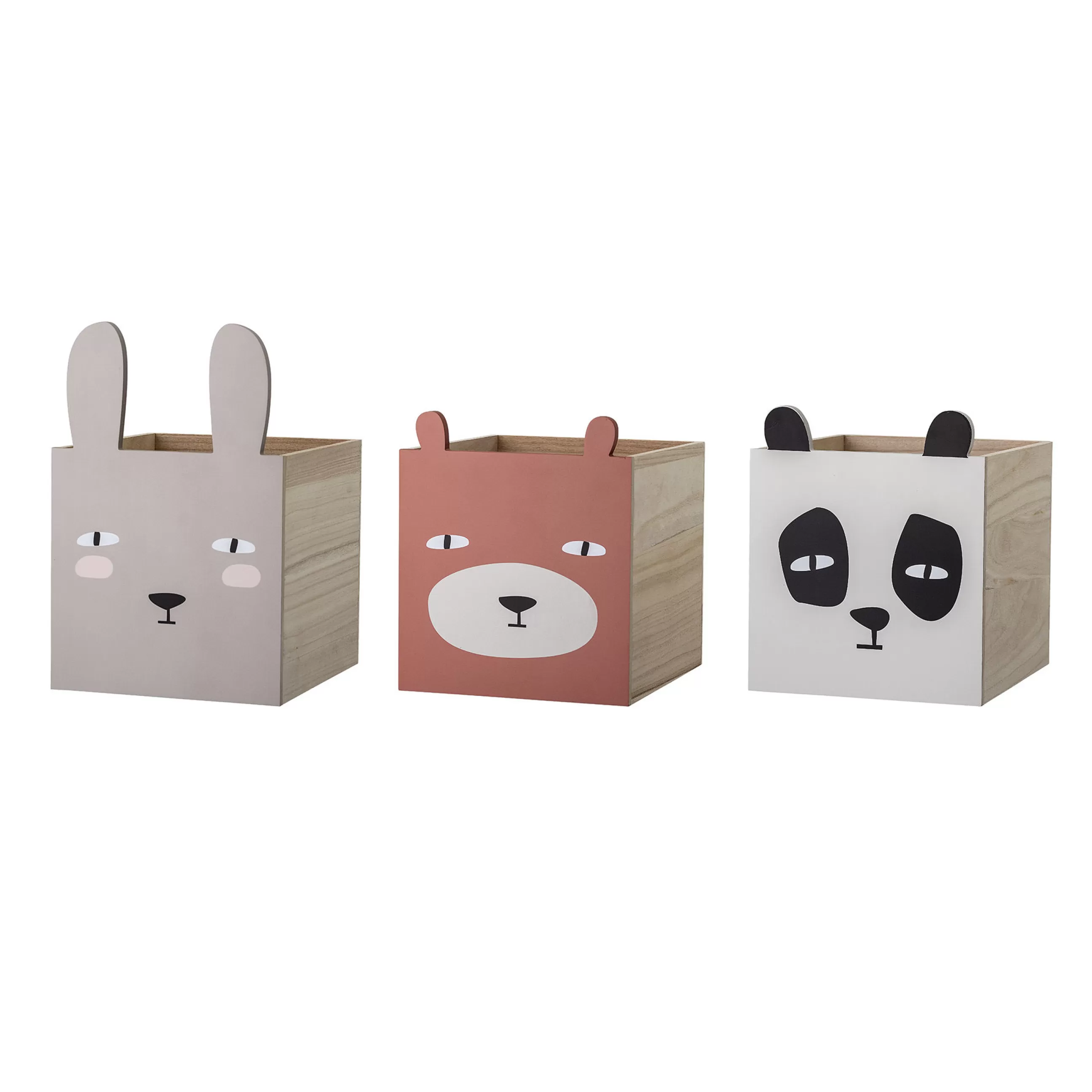 Mobilier Kids>Bloomingville Bibliotheque Animaux Bois Multicolore / 3 Tiroirs - L 107 X H 94 Cm - Blanc - Bois Naturel - Gris - Terracotta