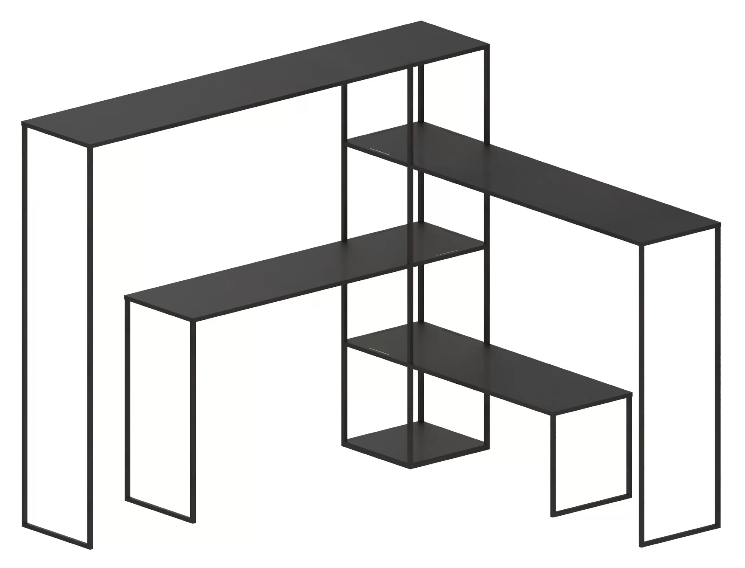 Consoles>Zeus Bibliotheque Easy Bridge Metal Noir / 4 Plateaux Modulables - H 141 Cm - Noir Cuivre