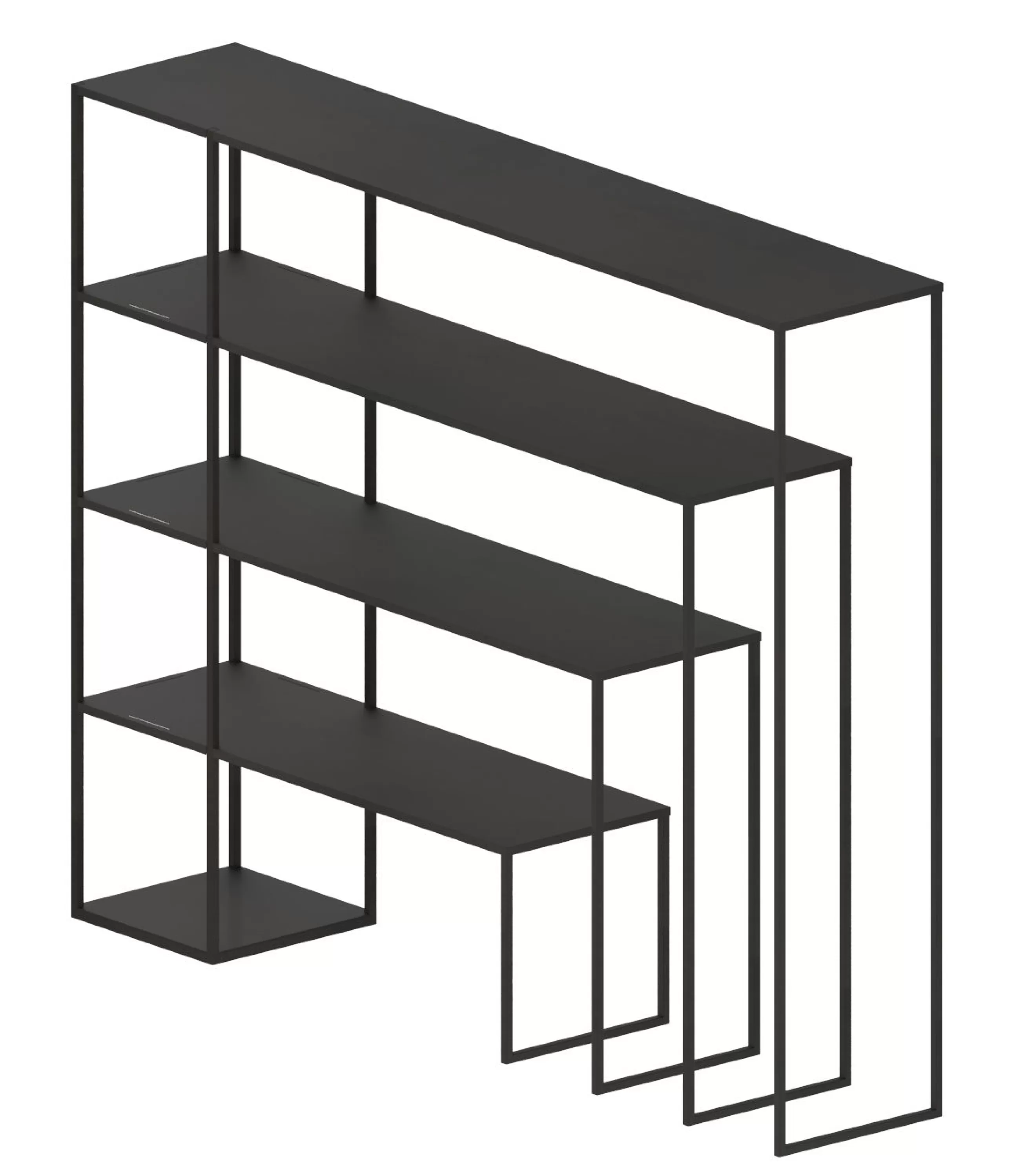 Consoles>Zeus Bibliotheque Easy Bridge Metal Noir / 4 Plateaux Modulables - H 141 Cm - Noir Cuivre