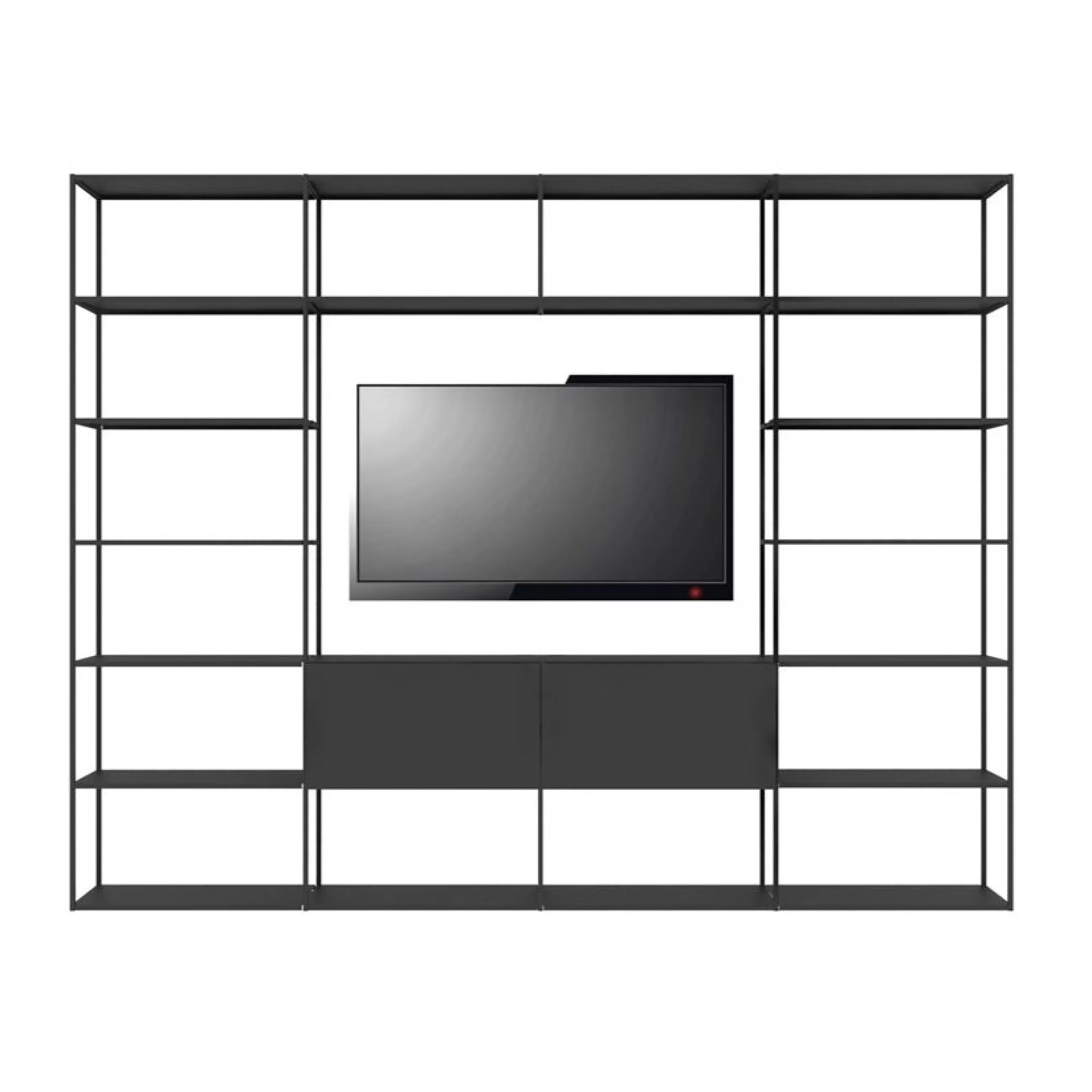 Meubles Tv>Zeus Bibliotheque Easy Irony Tv Metal Noir /Compo F - L 292 X H 226 Cm - Noir Cuivre Sable